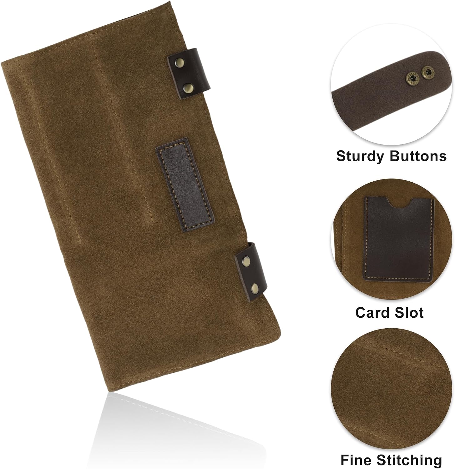 VOCOSTE Barber Scissors Bag Roll Up, Durable & Foldable Salons Tool Pouch with Multi-Pockets, Hair Scissor Shears Cases for Hair Stylists, Coffee Color