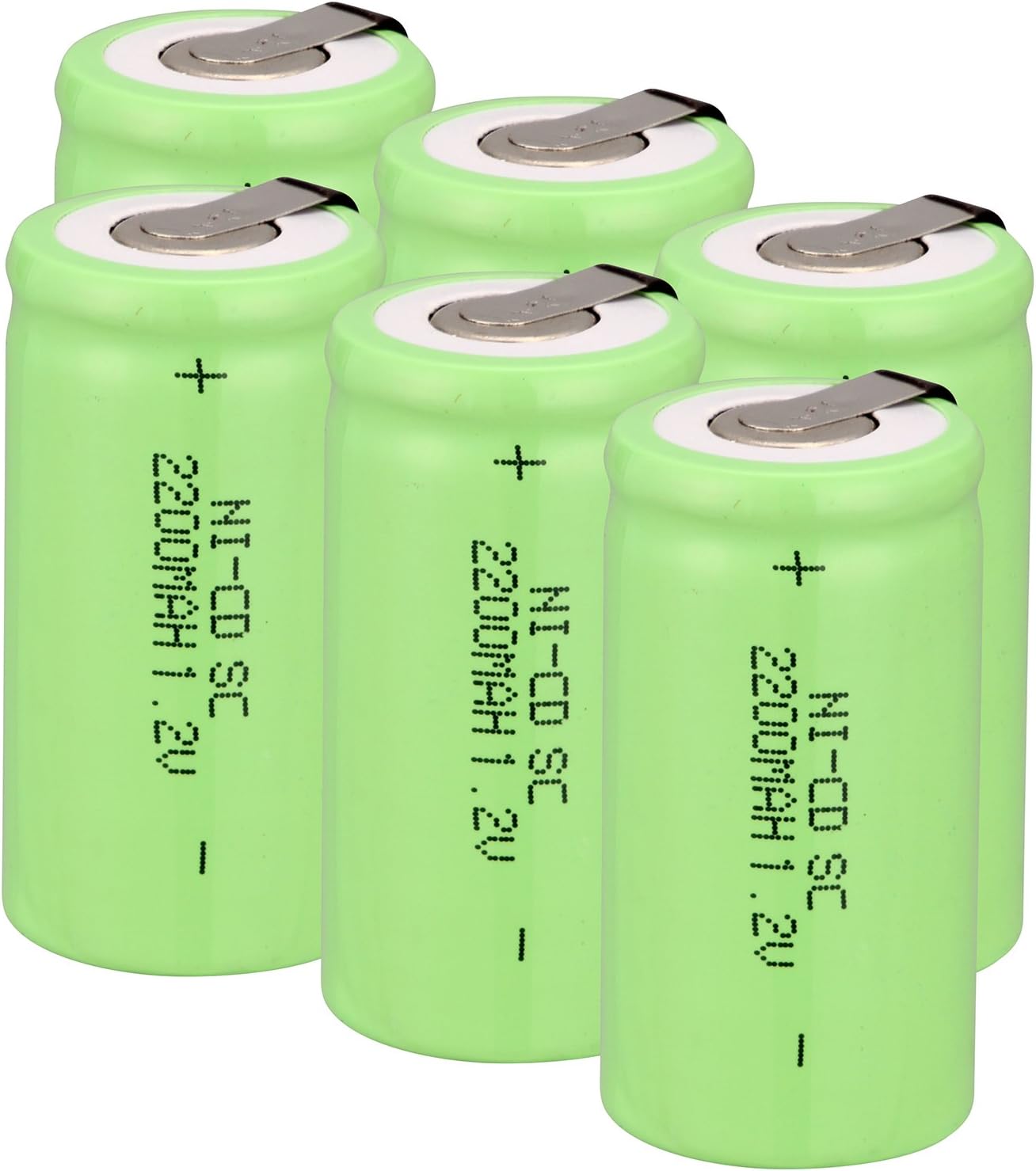 Ni-Cd 1.2V 2200MAH Rechargeable Battery Sub C SC Batteries (Green*6)