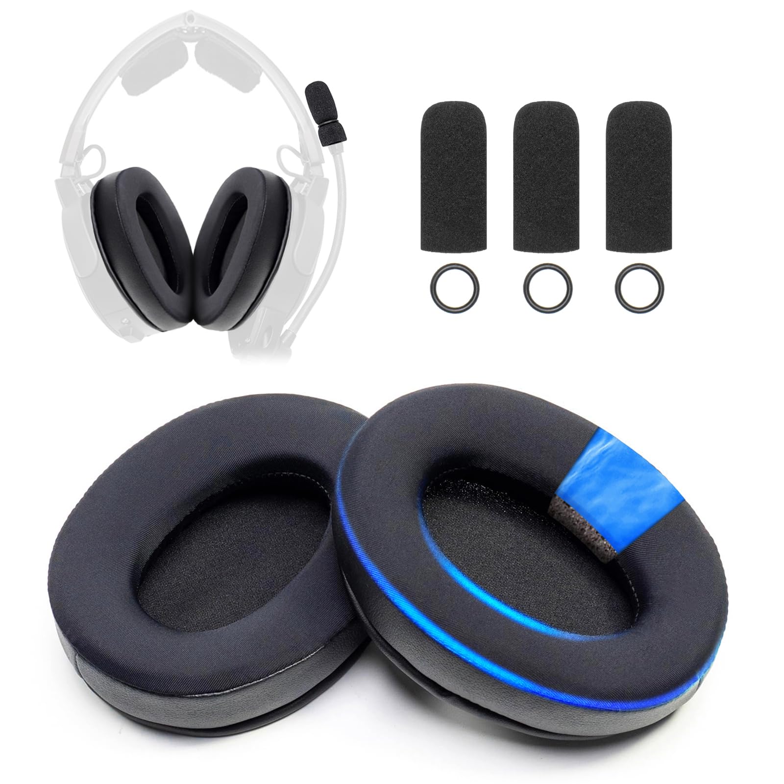 Aviation Headset Ear Pads with Cooling Gel and Memory Foam Compatible with Bose A20 A10 Refresh Kit with 1 Pair Ear Pads and 3 Microphone Foam Covers