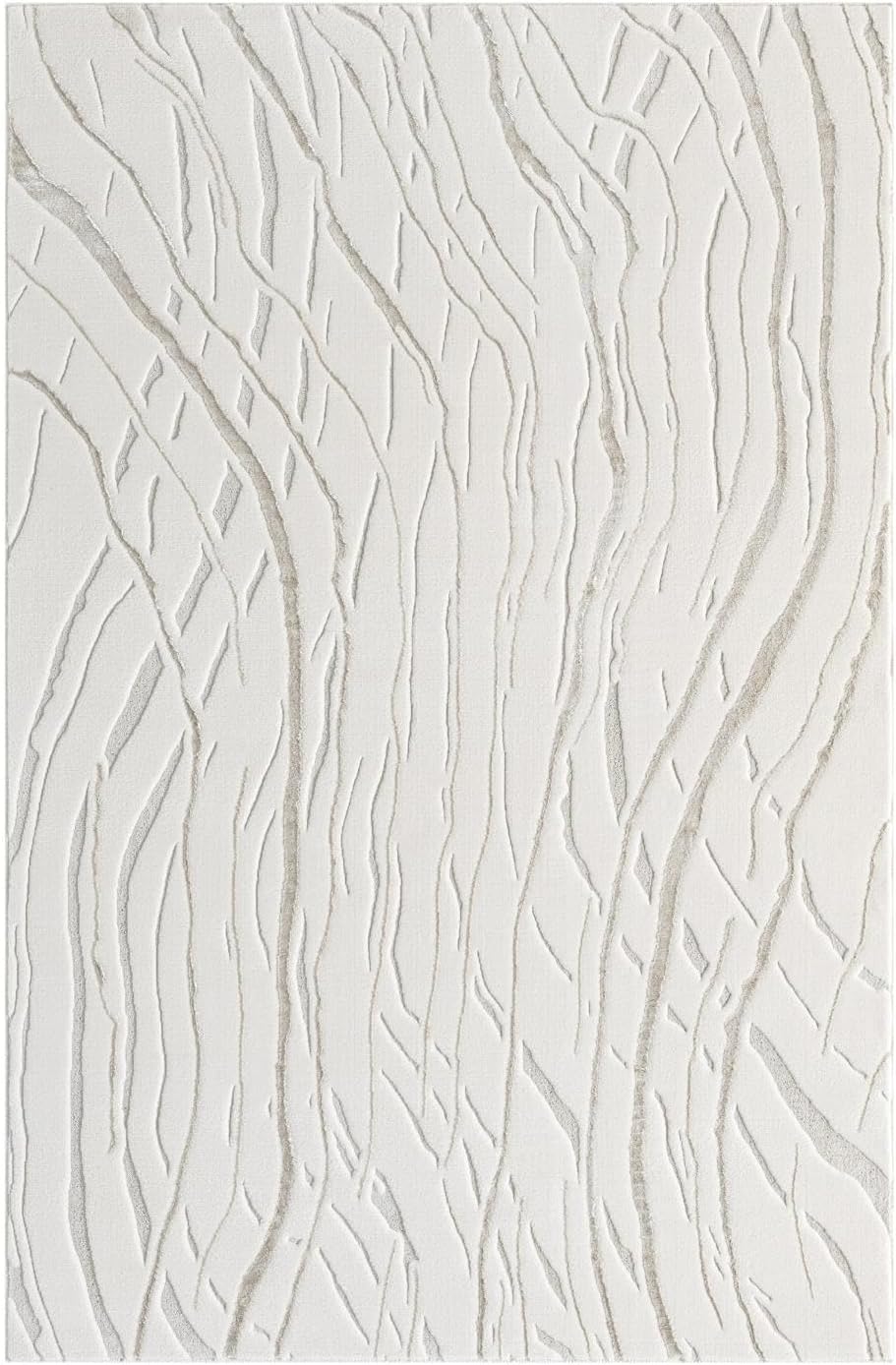 LUXE WEAVERS Modern Abstract Wave Cream 8x10 Area Rug High Low Carpet