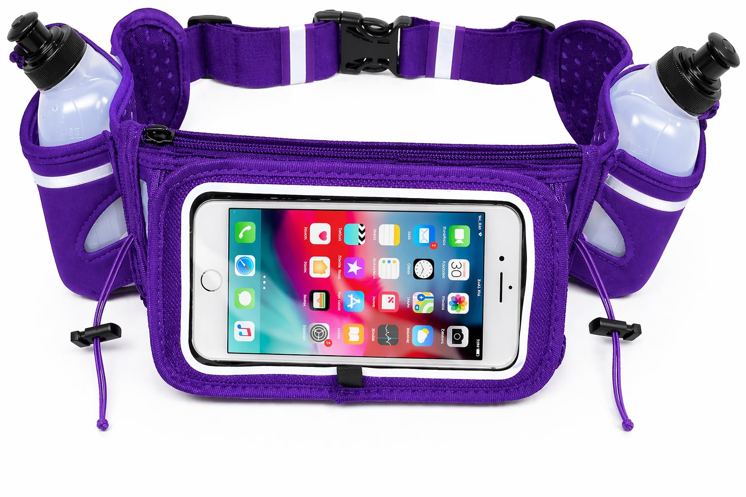 No.1 Hydration Belt by Runtasty - Premium Running Fuel Belt w/2 BPA-Free 10 oz Water Bottles, Tilt-Up Pocket w/Touchscreen-Ready Cover - Fits All iPhones, Runners Ebook &amp; No-Bounce Design