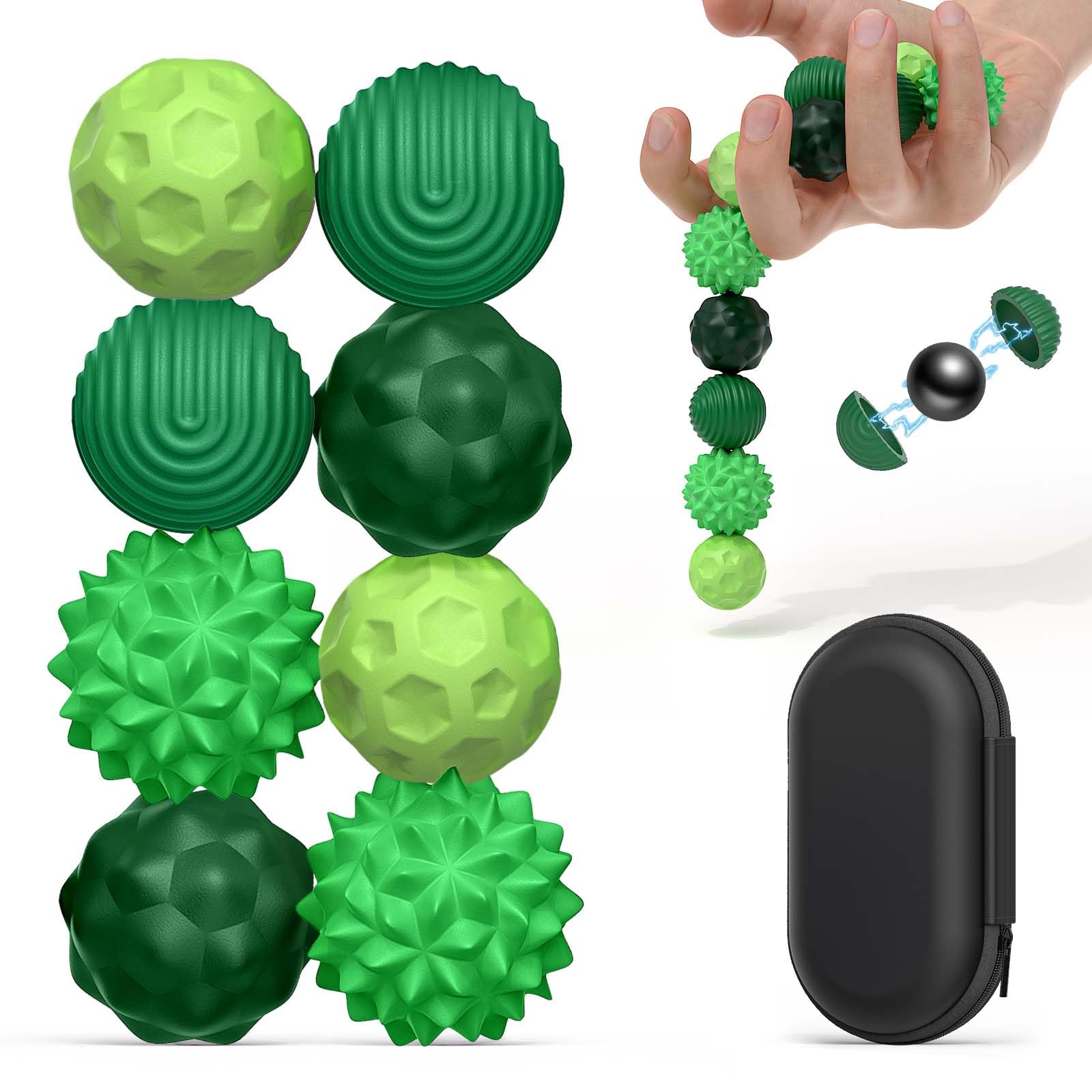 8x Magnetische Stress Kugeln - Fidget Toys Aus Silikon Für Erwachsene & Kinder