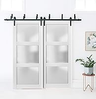 Vista 3 de SARTODOORS Frosted Lite - Panel de puerta de vidrio 32 x 80 pulgadas Lucia 2552 blanco mate para uso como armario corredizo de bolsillo de granero