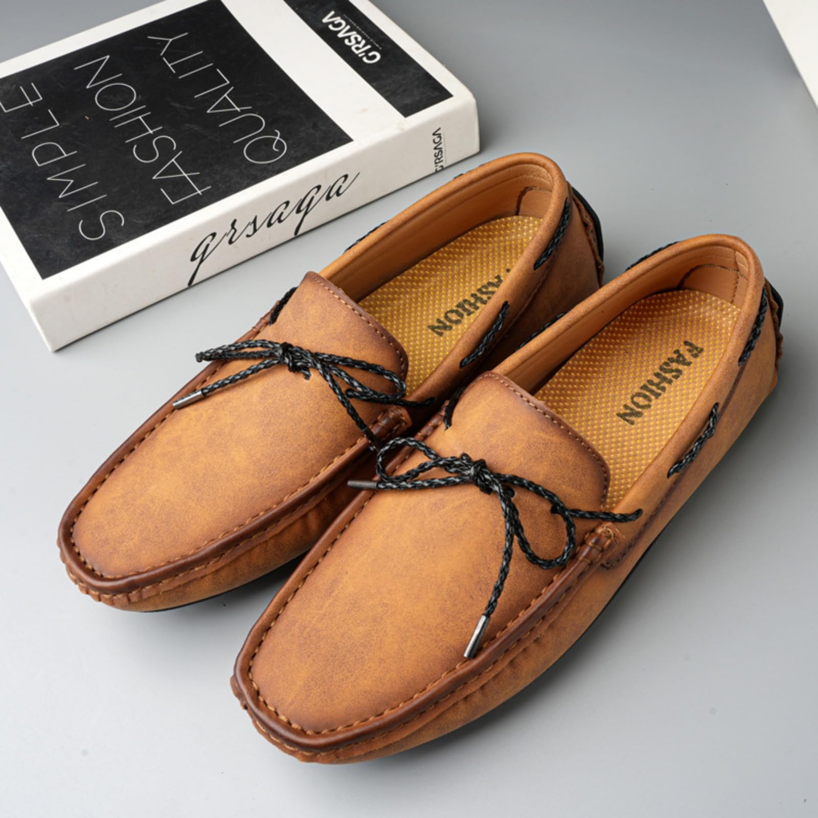 Hixingo Scarpe da Guida da Uomo in Pelle