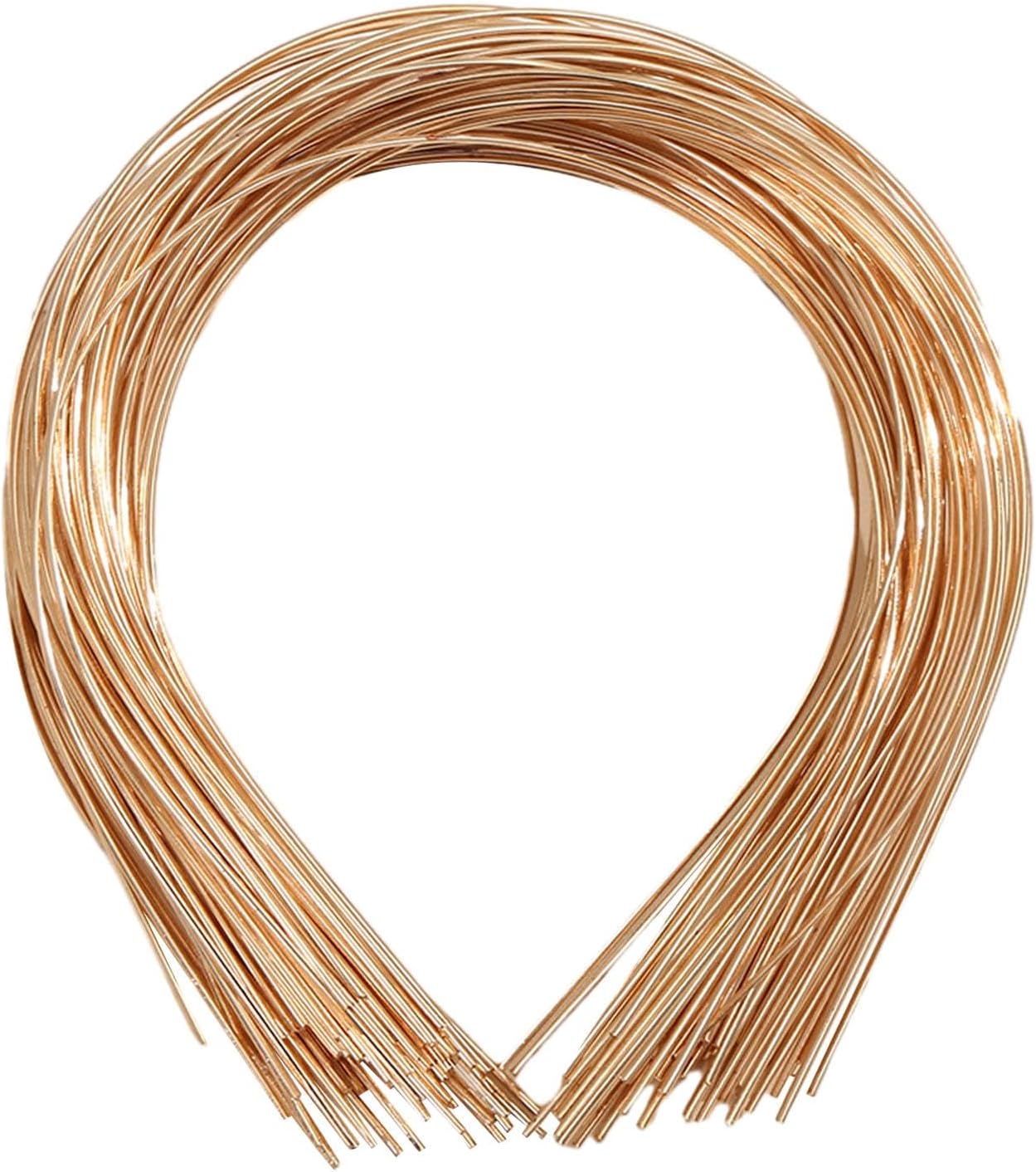 50 Pack Bulk 1.2MM Width Thin Plain Blank Hard Metal Headbands Skinny Men Wire Hair Bands Clasps Hair Holder DIY Craft Accessories, Gold
