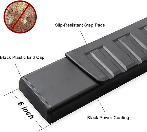 Miniatura 6 de CLIMWA Estribos de 6 pulgadas compatibles con Toyota Tundra Crewmax Cab 2022 2023 Tablas de estribos Toyota Tundra Barras Nerf negras deslizantes de