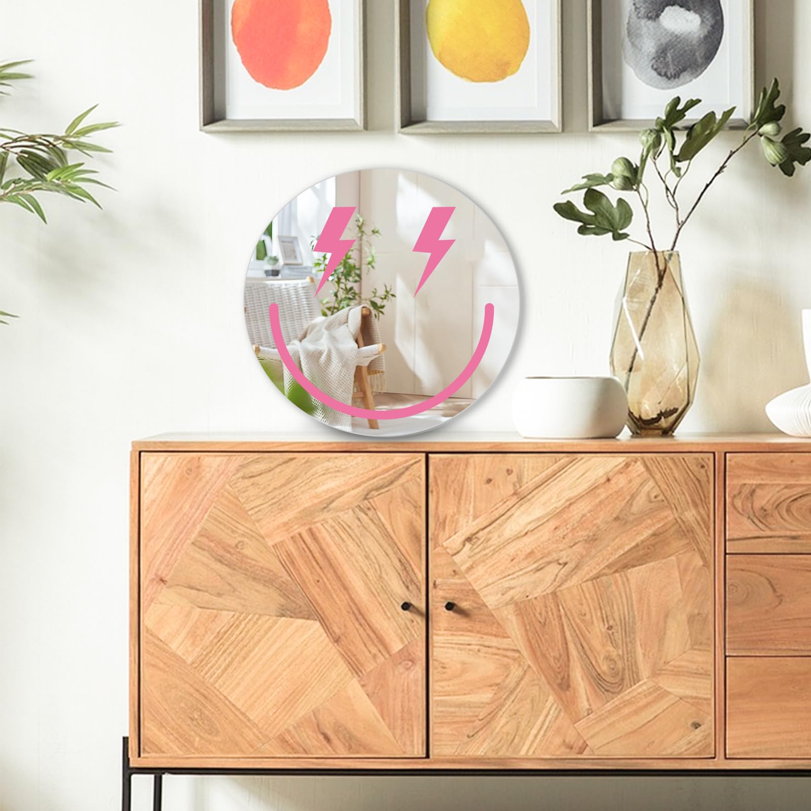 Miroir Acrylique Autocollant Rond 30 Cm - Mural Sans Cadre, Idéal Salle De Bain, Chambre Ou Placard - 3
