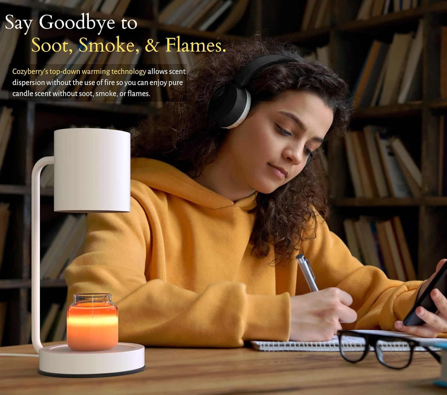 Cozyberry® Querencia Candle Warmer, Compatible with Yankee Candle Large Jar, Metal, Candle Lamp, 110-120V, Dimmable Candle Melter, Candle Warmer Lamp, Small & Large Size Jar Candles (White) : Home & Kitchen
