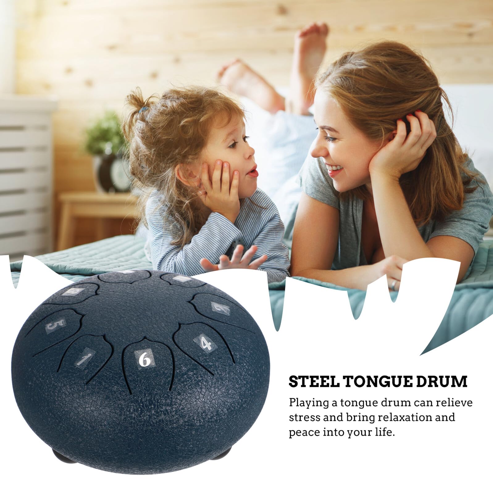 Instrumento de Handpan de Lengüeta de Acero, 8 Notas, Azul | 1 Juego Baquetas, Aleación de Acero, para Niños, Actividades de Yoga y Meditación