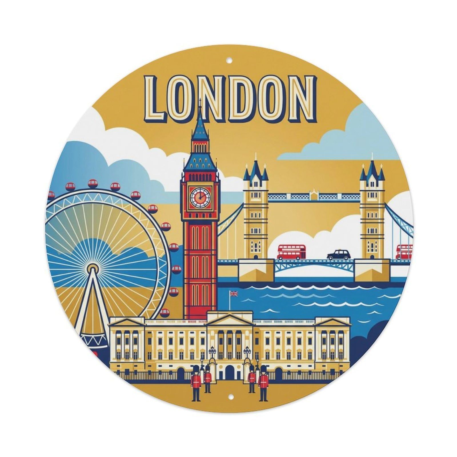 Vintage Travel England London Metal Tin Sign