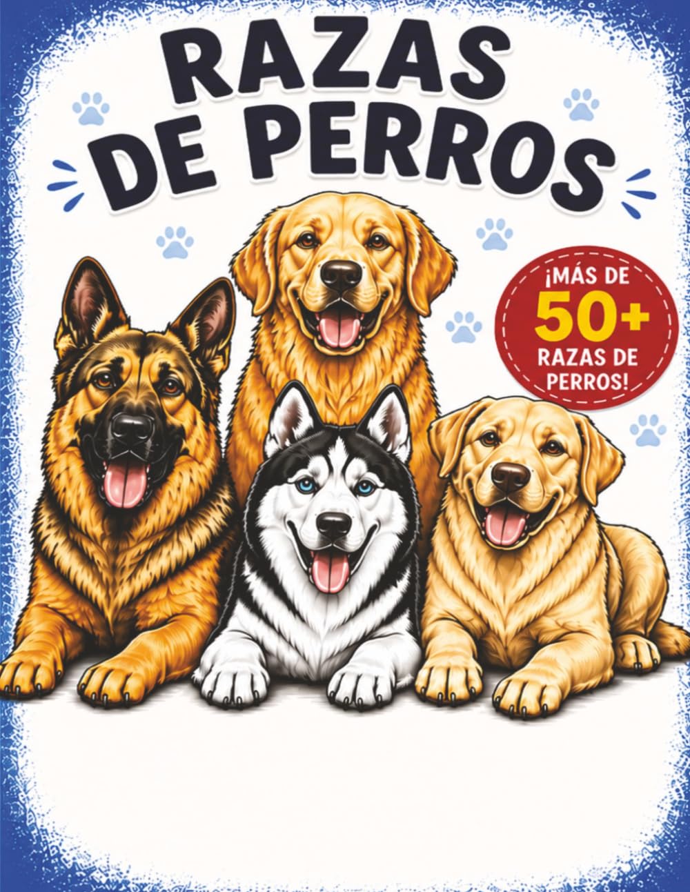Libro para colorear de razas de perros: Más de 50 increíbles razas de perros para colorear | Diseños fáciles y divertidos para niños de 4 a 8 años