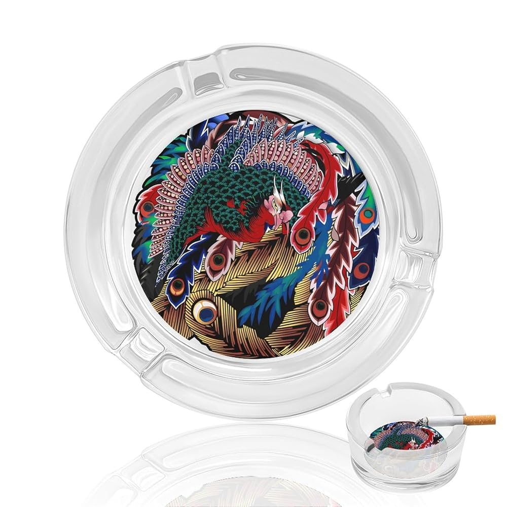 本間琢斎　灰皿 Amazon.co.jp: 灰皿 葛飾北斎 岩松院「八方睨み鳳凰図」 ガラス