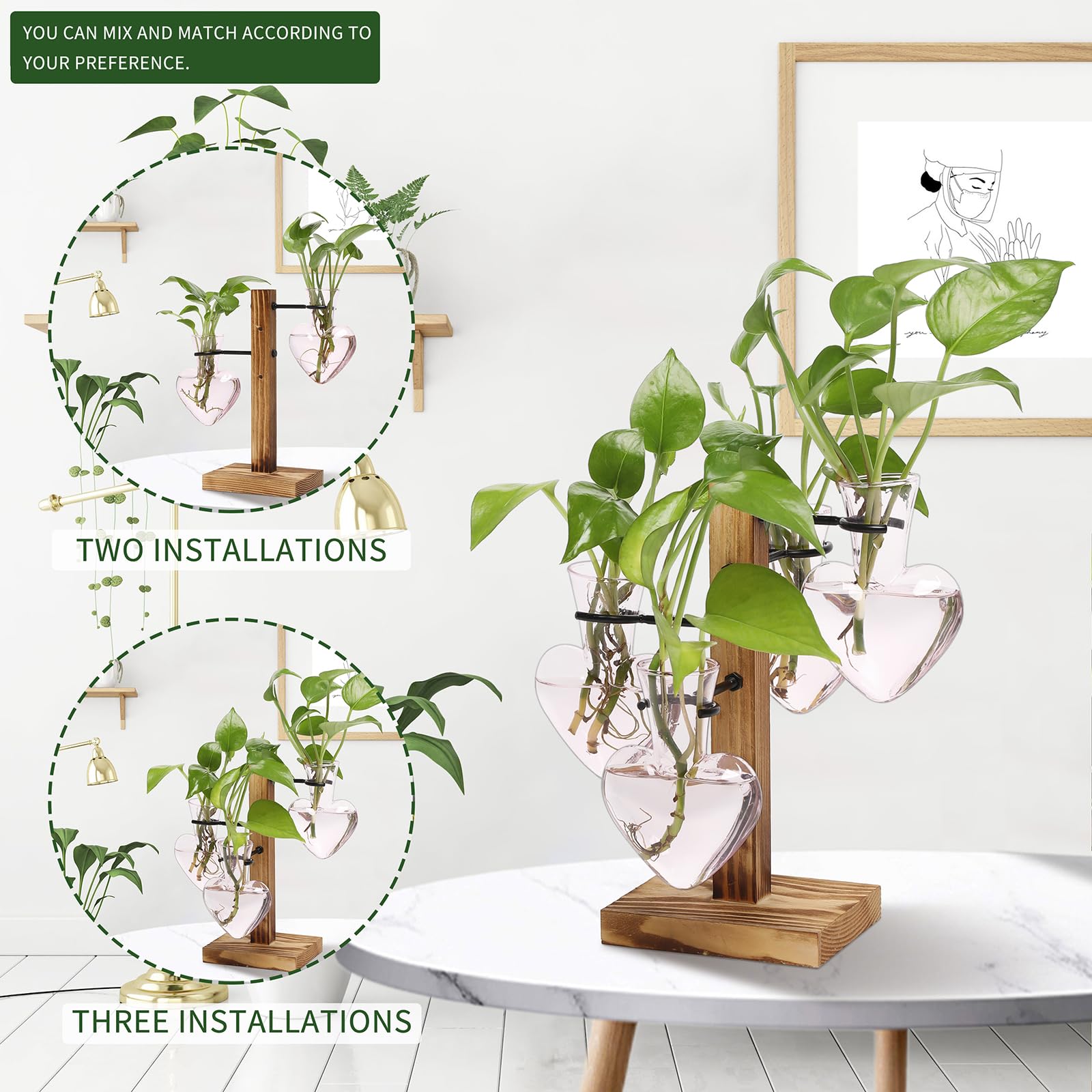 Pflanzen-Anzuchtstationen, Pflanzen-Terrarium-Set, Glas-Pflanzgefäße für Zimmerpflanzen, Zimmerpflanzenzubehör, Geschenk für Frauen, 4 Liebeszwiebelvasen