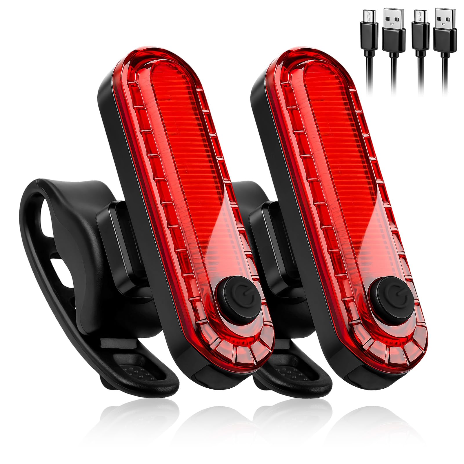 LED Rear Bike Tail Light Ultra Bright USB Rechargeable Bicycle Taillights Waterproof Safety Reflectors Accessories 12hr Max Fits Cycling Helmet Backpack MTB Warning Strobe 4 Light Mode Options