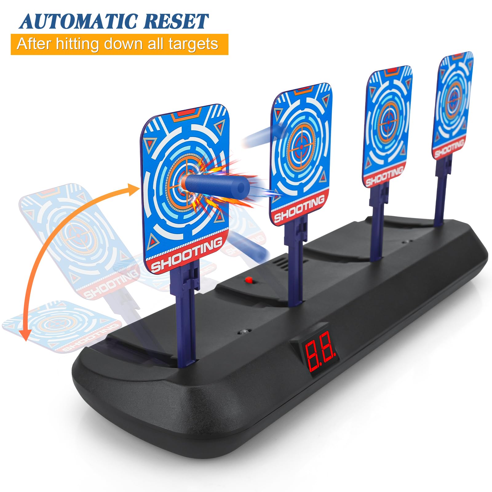 Cible Nerf électronique, Cadeau Ado Garçon 3 4 5 6 7 8 9 10 Ans Jeu Tir Sportif Cible Automatique avec Effet Sonore 20 Fléchettes pour Pistolet Nerf Jouet Enfant Cadeaux Anniversaire Noël Pâques