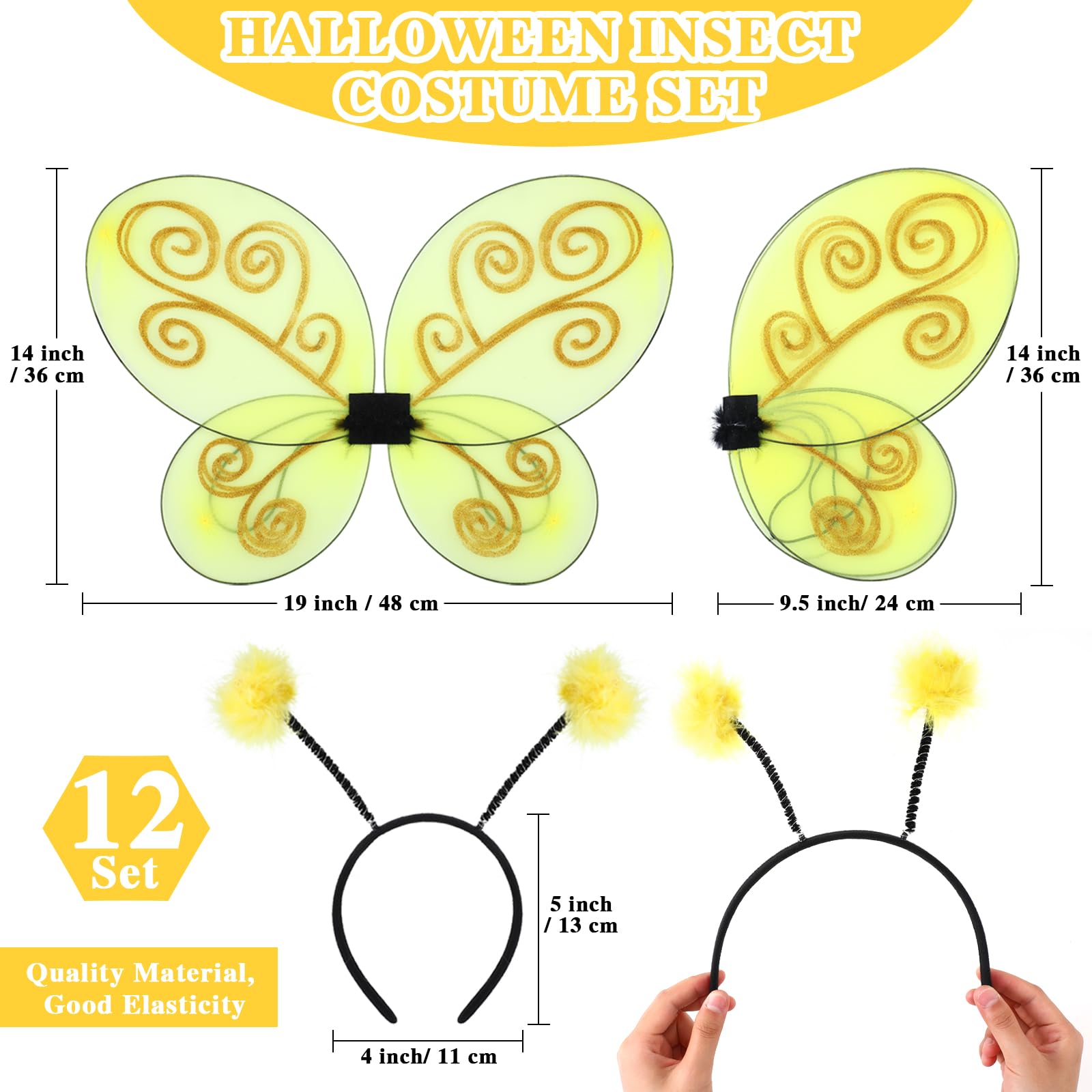 Disfraz De Abeja Y Mariquita Para Niños | Diadema Con Alas Y Antenas | Accesorios De Halloween Y Carnaval | Alas De Hada Para Cosplay