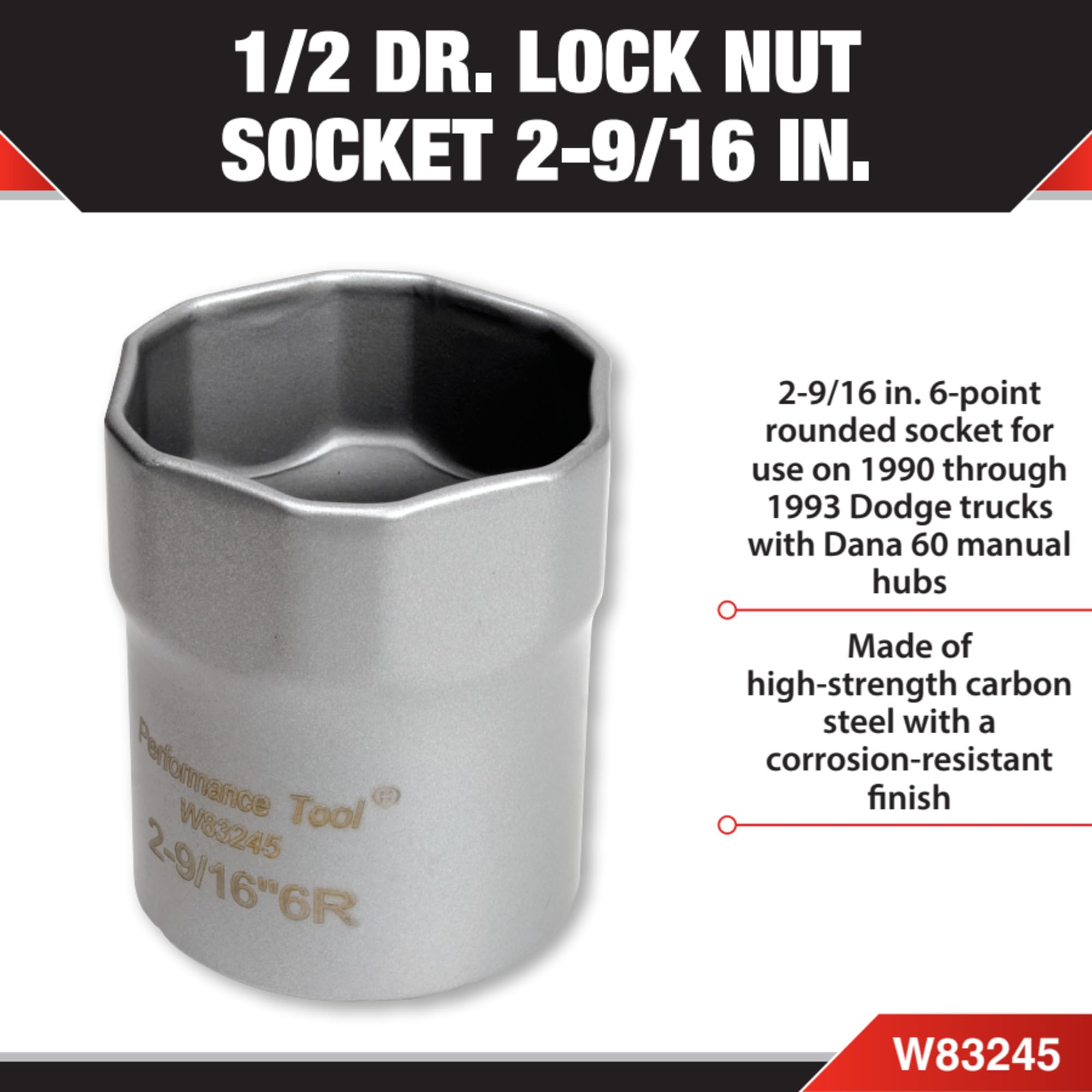 Amazon.com: Performance Tool W83245 1/2 Drive Rounded Lock Nut