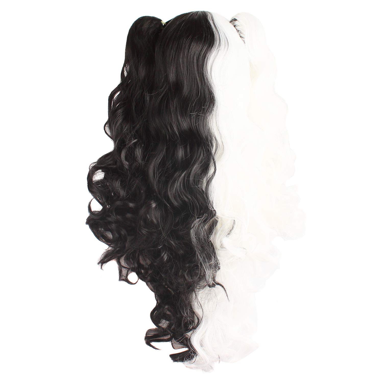 Peluca de cabello largo rizado atado en colas de caballo estilo lolita para Cosplay, marca , Blanco/Negro 2