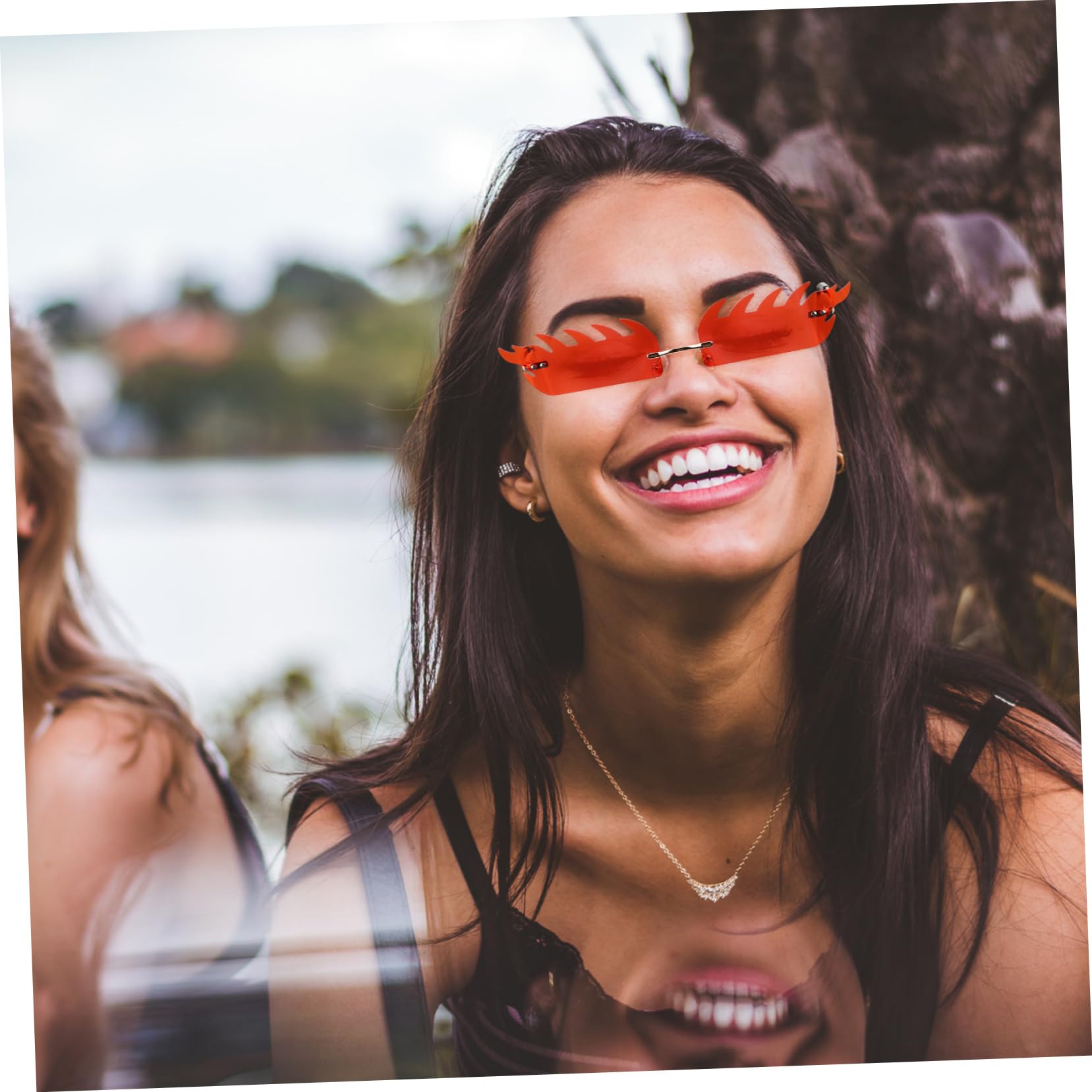 GALPADA 5paare Flammenförmige Randlose Sonnenbrille Für Damen Und Herren Kreative Sonnenbrille Für Partys Festivals Und Outdoor-aktivitäten Lustige Und Einzigartige Design