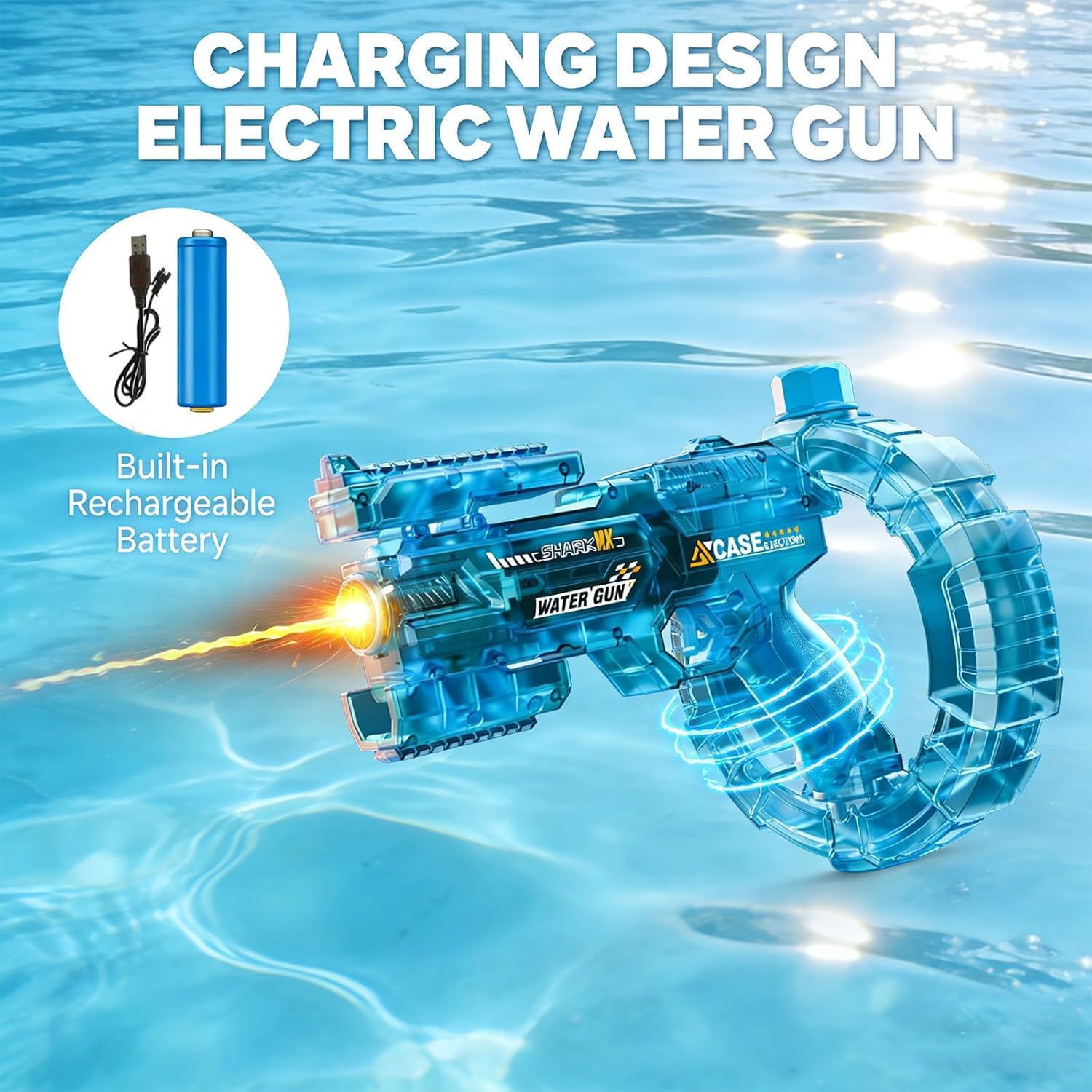 Wasserpistole Elektrisch Mit Blitz Led Effekten, Wasserpistole GroßE KapazitäT Reichweite Wiederaufladba FüR Erwachsene Und Kinder Automatische Wasserpistole FüR Pool, Strand Garten Outdoor (3PCS)