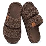 Womens Fuzzy Open-toe Slippers Soft Comfy Memory Foam Indoor House Shoes
