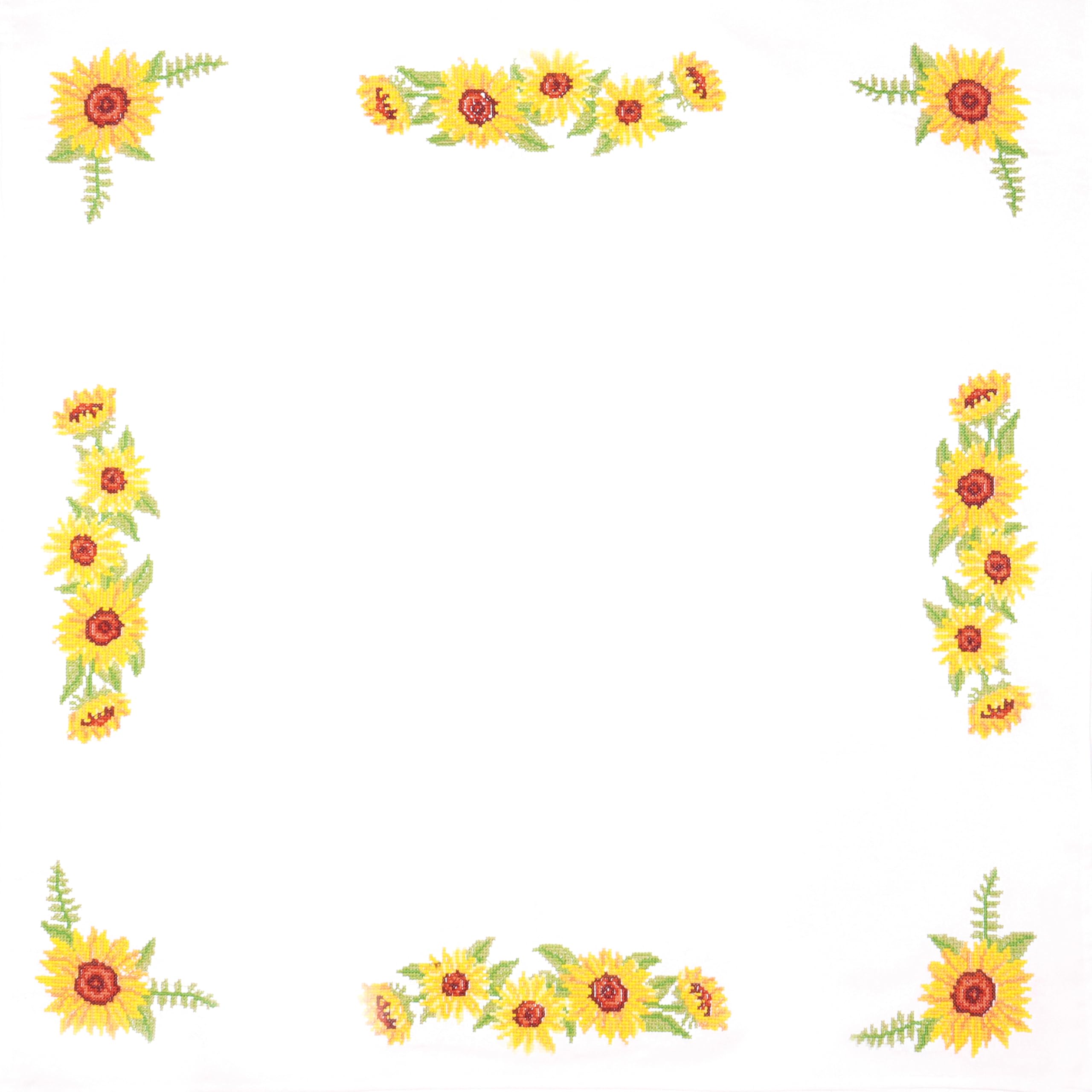 Trimits Kit per punto croce stampato, tovaglia – include tessuto stampato, fili, ago e istruzioni, 80 x 80 cm, girasoli