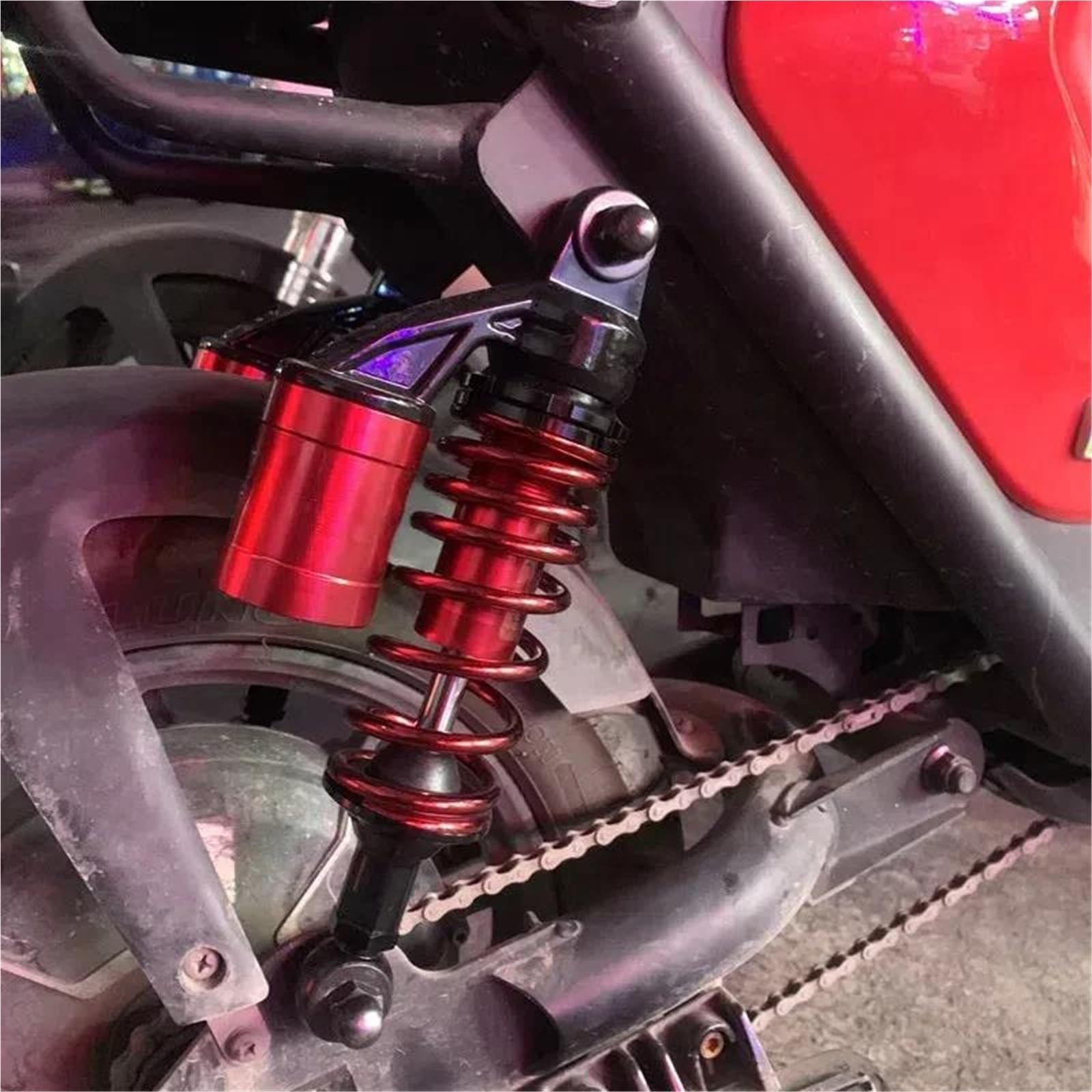 Amortiguadores Amortiguador Trasero Universal Para Motocicleta Amortiguadores Oleoneumáticos Ajustables De 265 Mm(Rojo)