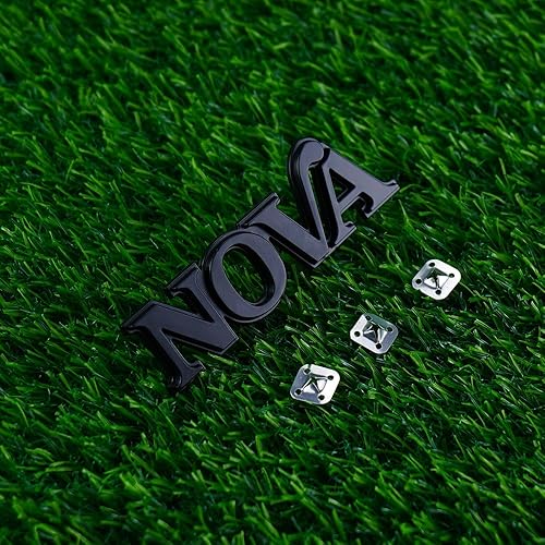 Miniatura 9 de 1 emblema de guardabarros delantero Nova 1975-1979 con placa de identificación 3D con pernos de montaje 358756 de repuesto para Nova (negro plateado)