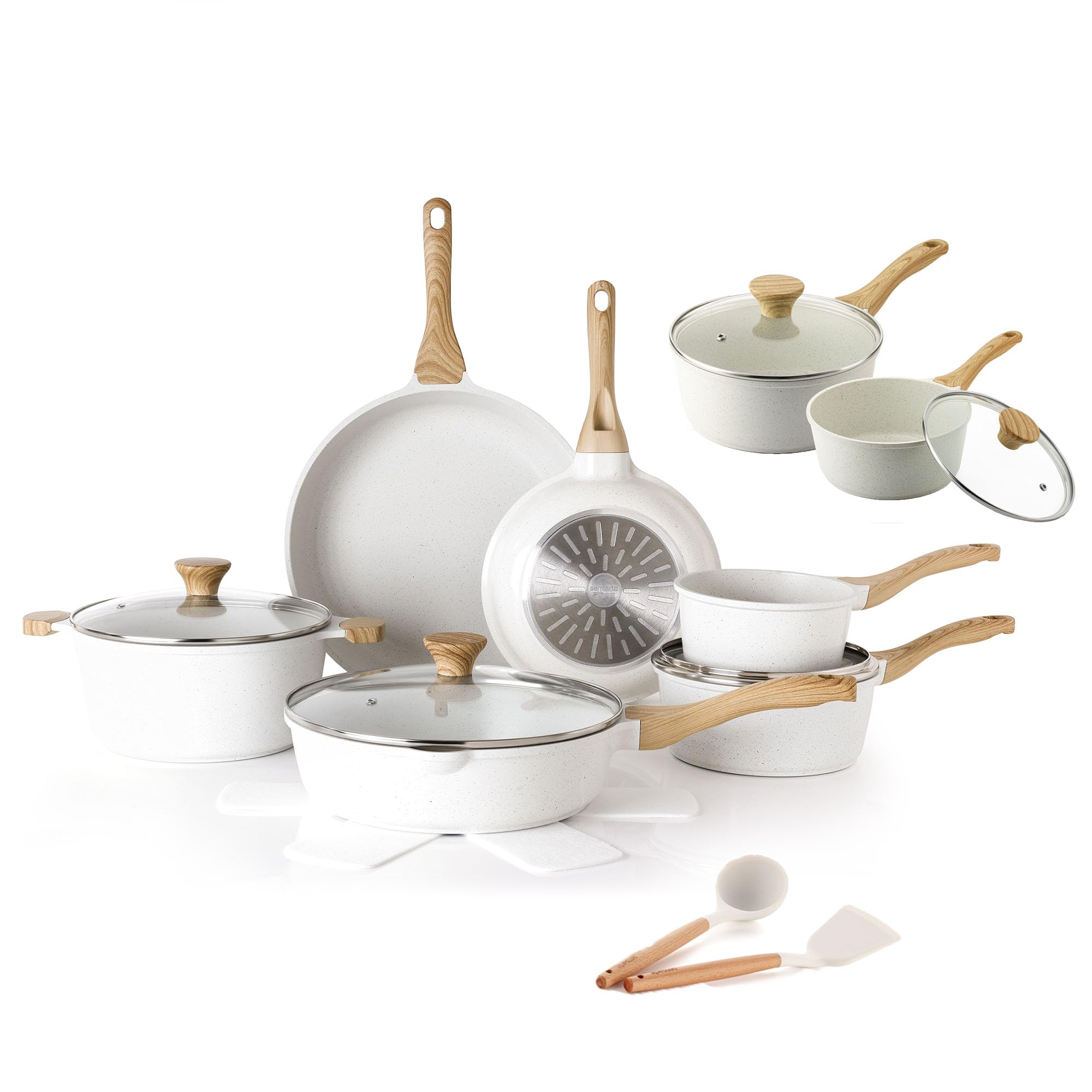 Amazon.com: SENSARTE Ceramic Nonstick Cookware Set 18 Piece