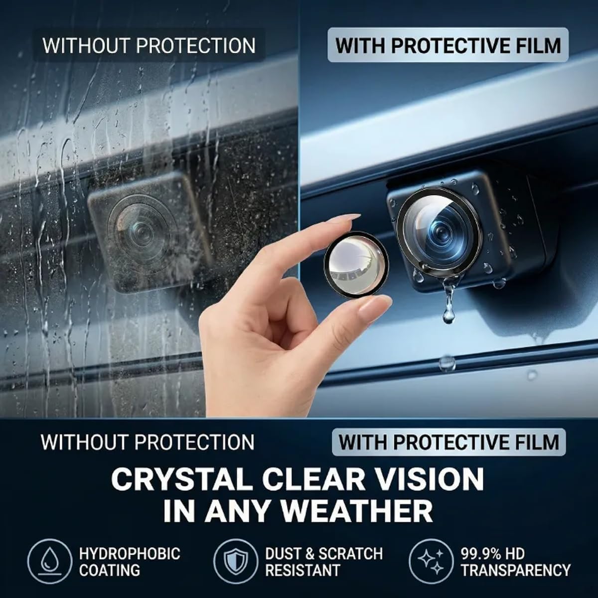 Backup Camera Rain Shield, Car Camera Lens Protector — Clear, Weatherproof, Anti-Glar, 2PCS Car Backup Camera Protective Sticker, Anti-Rain Car Reversing Cameras Protection (2 pc) - 4