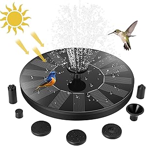 Jsdoin Solar Fountain for Outdoors, Solar Fountain for Outdoor Use with 6 Nozzles, Freestanding, Submersible Fountain for …