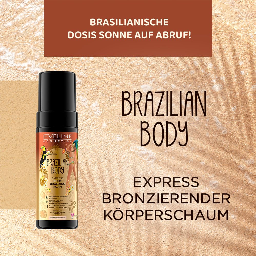 Eveline Cosmetics Express Self Tanning Foam for the Body - Achieve a Natural, Year-Round Glow with Aloe Water & Vitamin E, 150 ml - Image 3