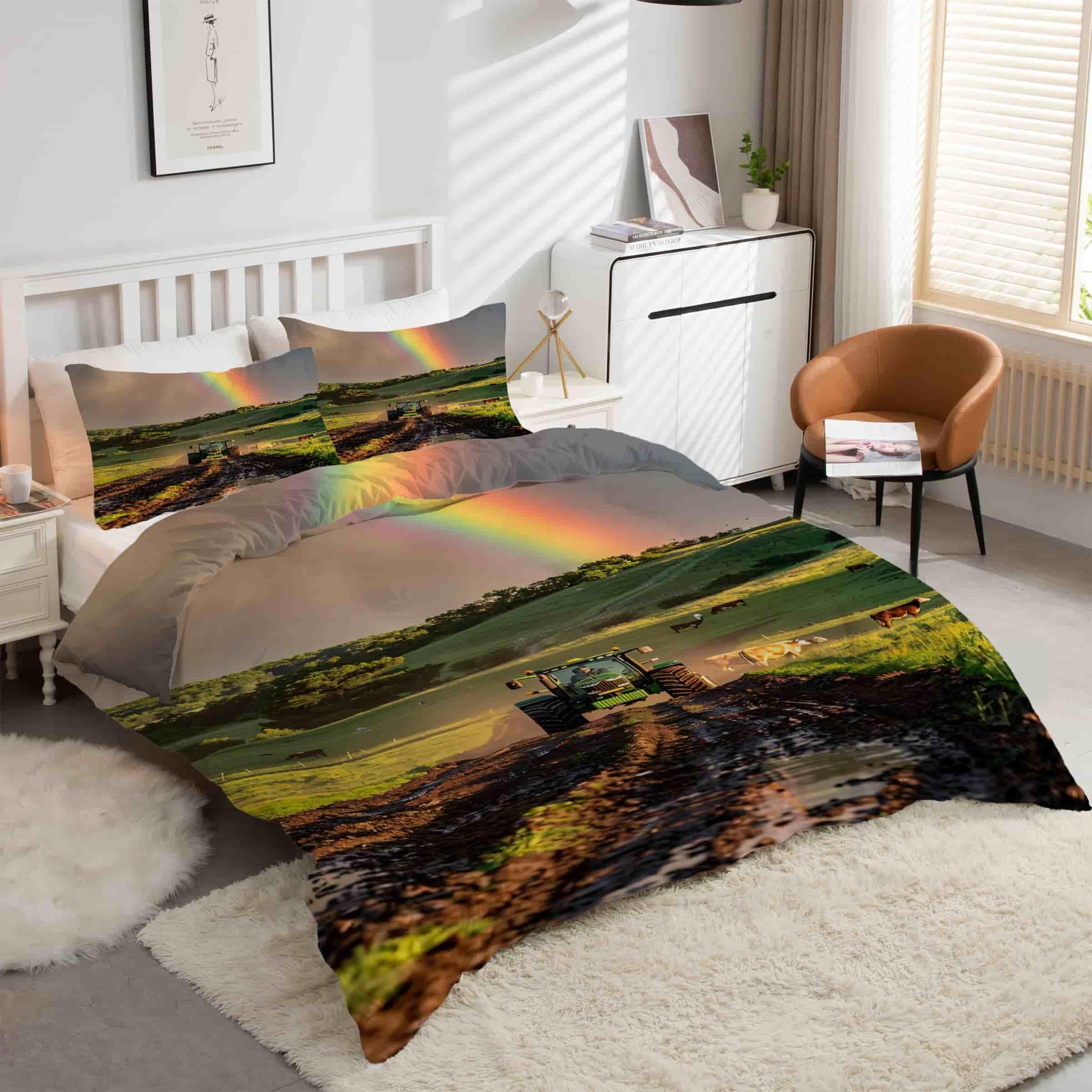 Housse de couette tracteur 160x200 en microfibre douce avec fermeture éclair pratique