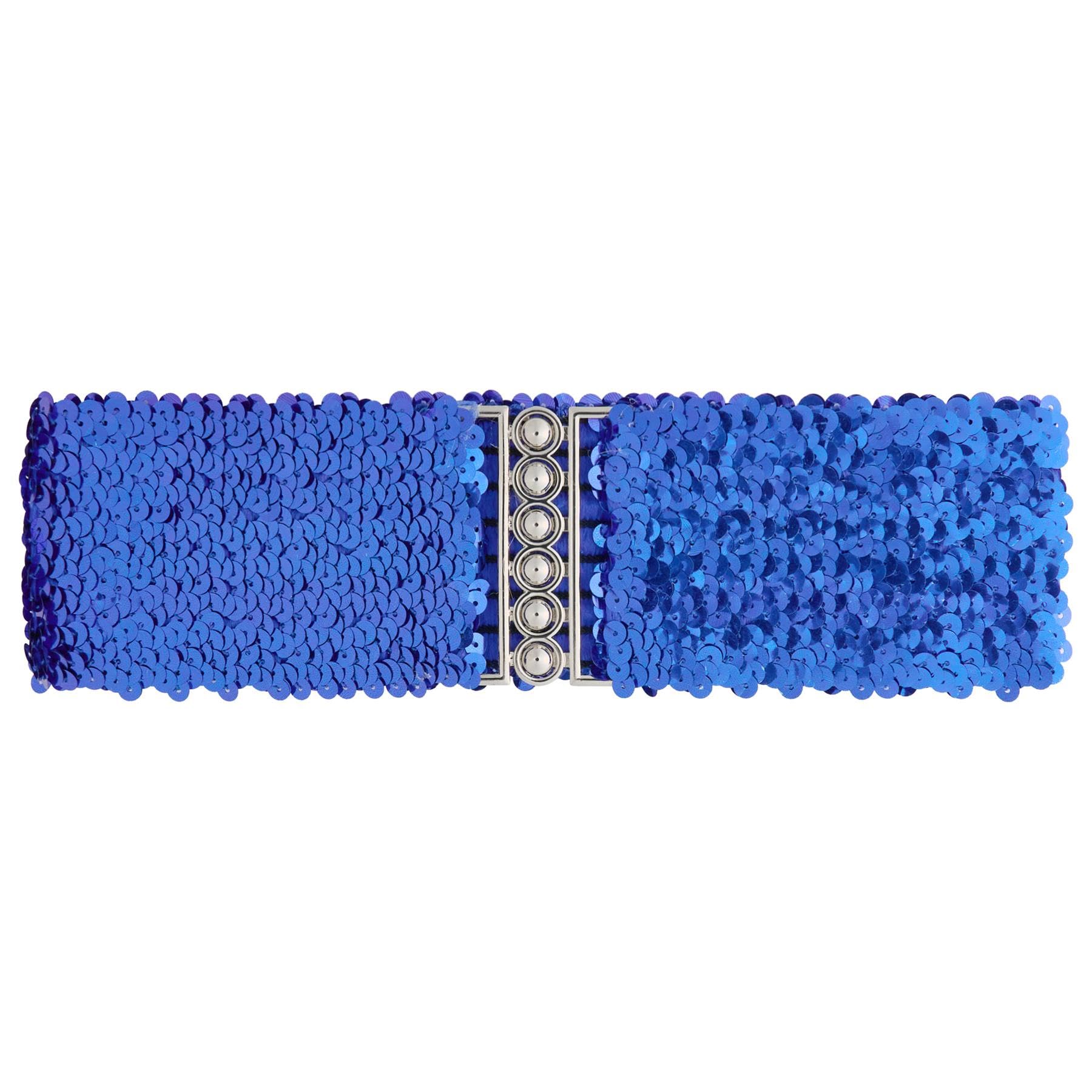 Ro Rox Sequin Stretch Belt - Sparkly Elastic Waist Belt for Dresses & Outfits, Navy, S-M