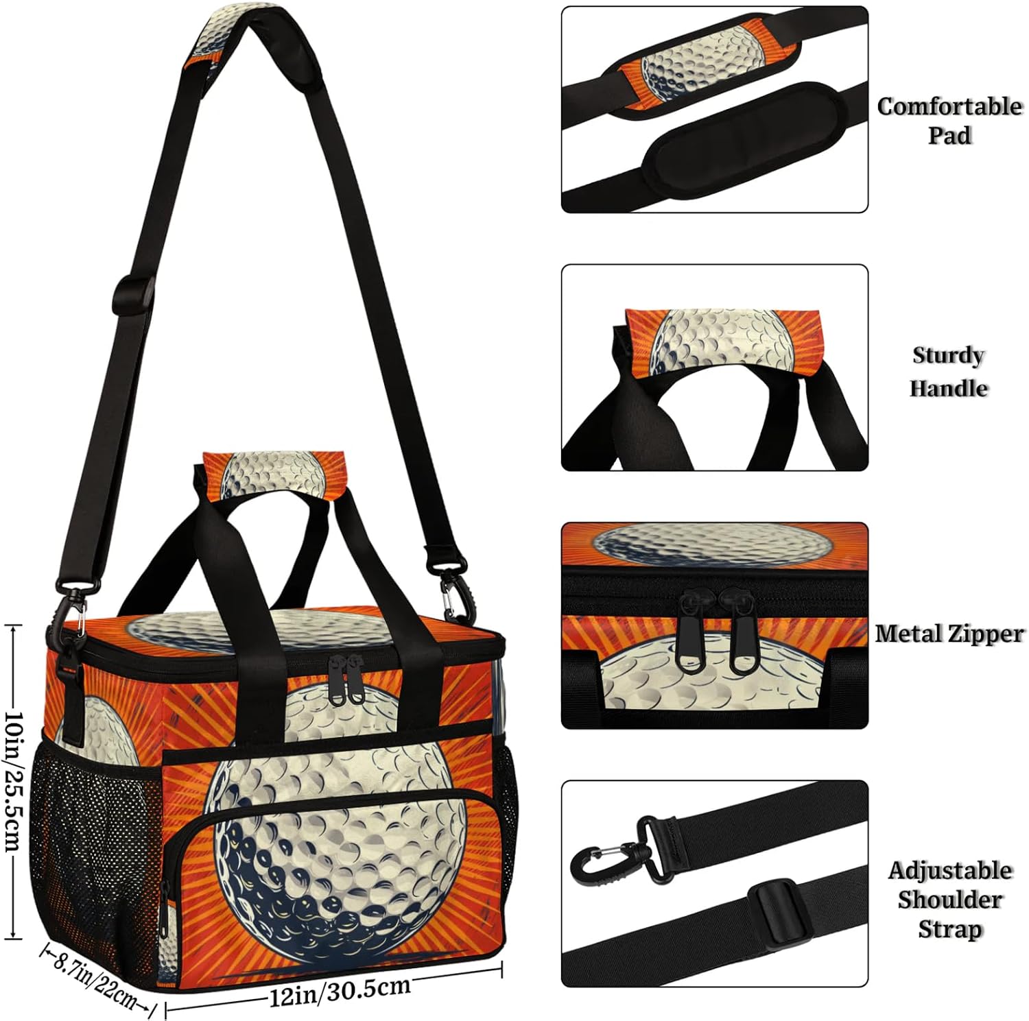 Abstract Golf Insulated Picnic Backpack Lunch Box for Women Men Picnic Basket Tote Lunch Bag Picnic Bag Portable Lunch Bags for Picnic, Beach, Work, Trip,Office, Camp