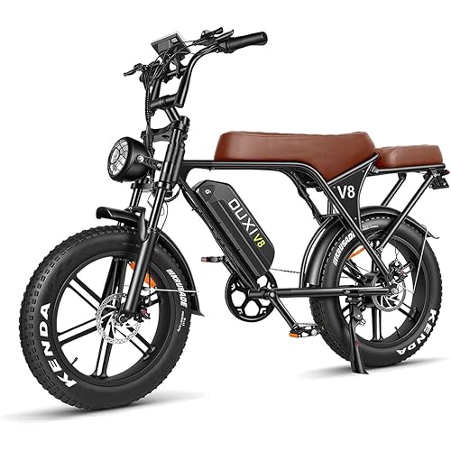 OUXI V8 Series Electric Bike for Adults, Peak 500W/1000W,20/31 MPH, 10.4/15/30 AH Removable Battery, 16''/20" Fat Tire Electric Bike,7-Speed Gear Electric Bicycles,Ebike Moped for Commuting & Off-Road