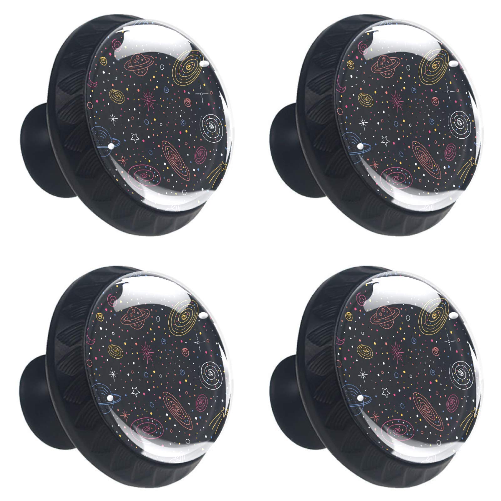 Boutons de meuble en verre noir galaxie ronds 30 mm pour remplacer vos poignées