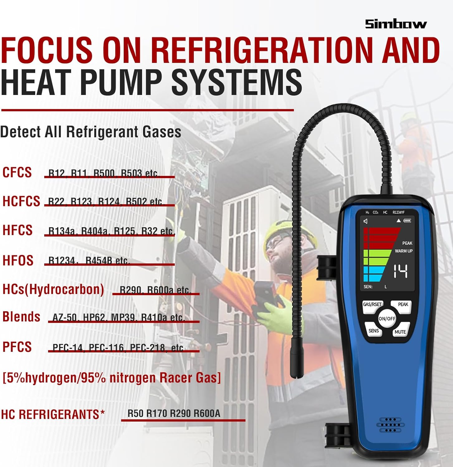 Refrigerant Leak Detector, ALD-200 HVAC Leak Detector for Freon HVAC & Automotive AC, A2L R32 R454B R410A R134a Compatible, 0.14 oz/yr Sensitivity, Rechargeable Halogen Gas Sniffer
