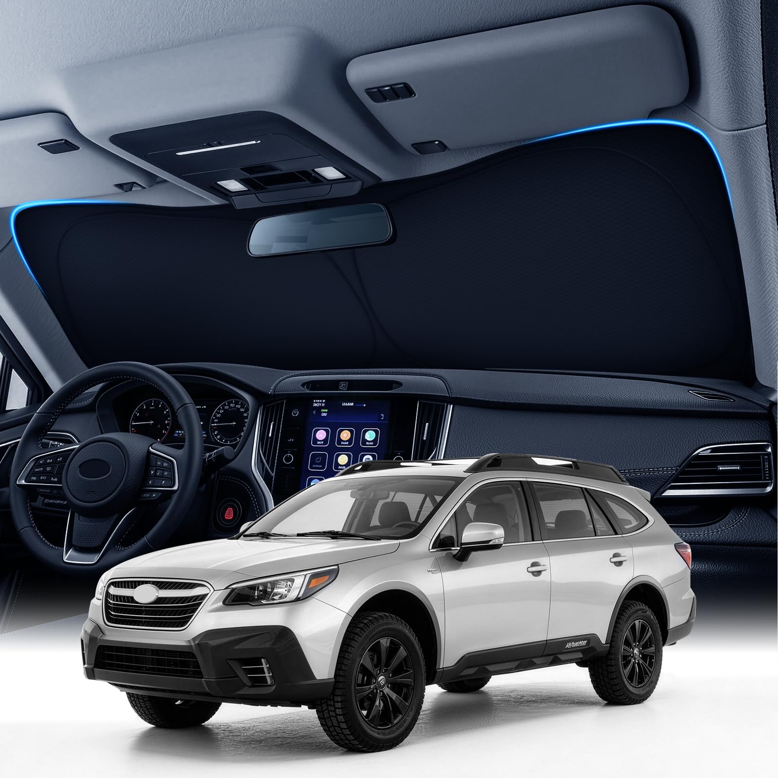 Zanch Custom Windshield Sun Shade for Subaru Outback 2020-2026, 7-Layer UV & Heat Block, 3D Laser Scanned, Interior Protection, Keep Car Cooler, Foldable SUV Accessories
