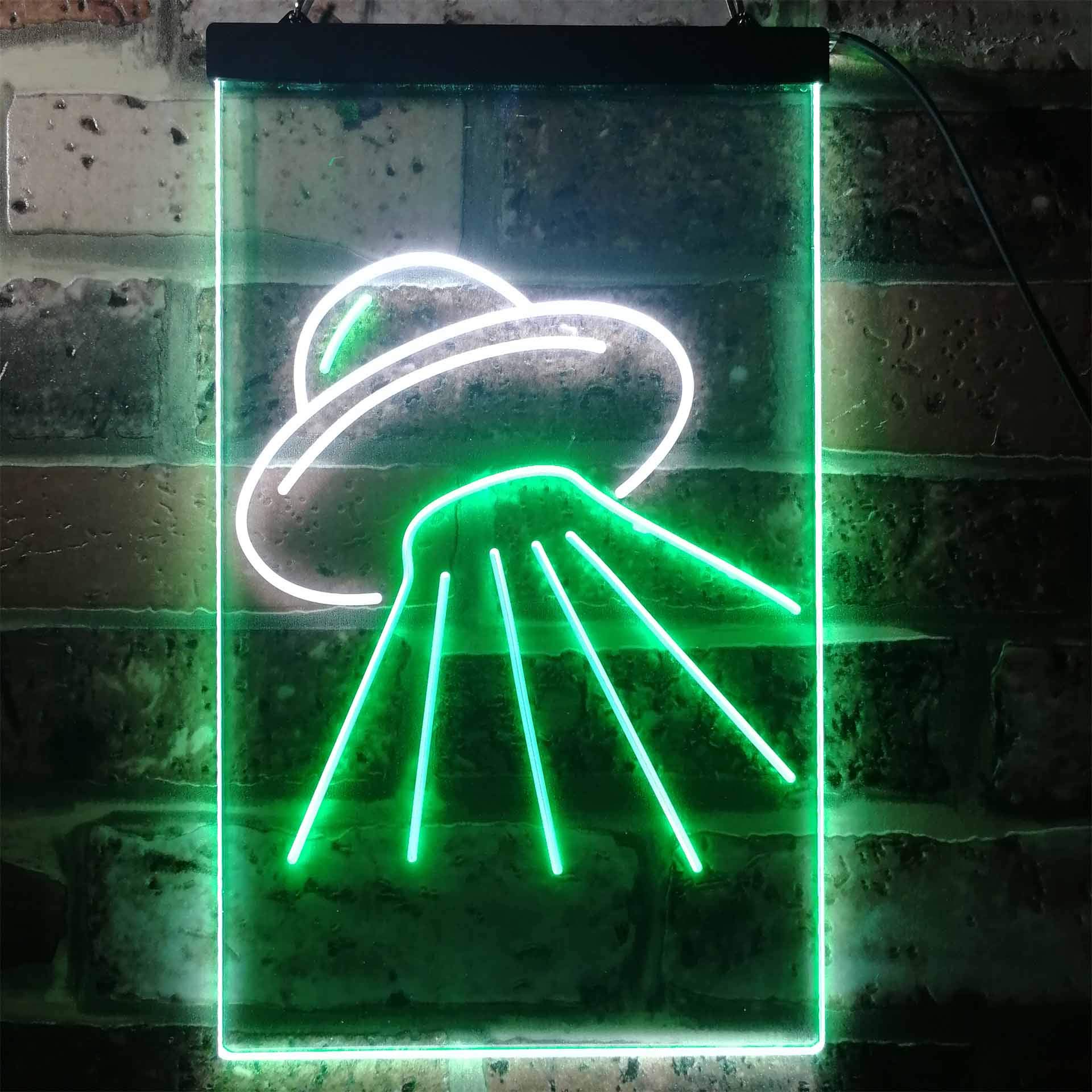 ADVPRO UFO Alien Spaceship Dual Color LED Enseigne Lumineuse Neon Sign Blanc et Vert 300 x 400mm st6s34-i3336-wg