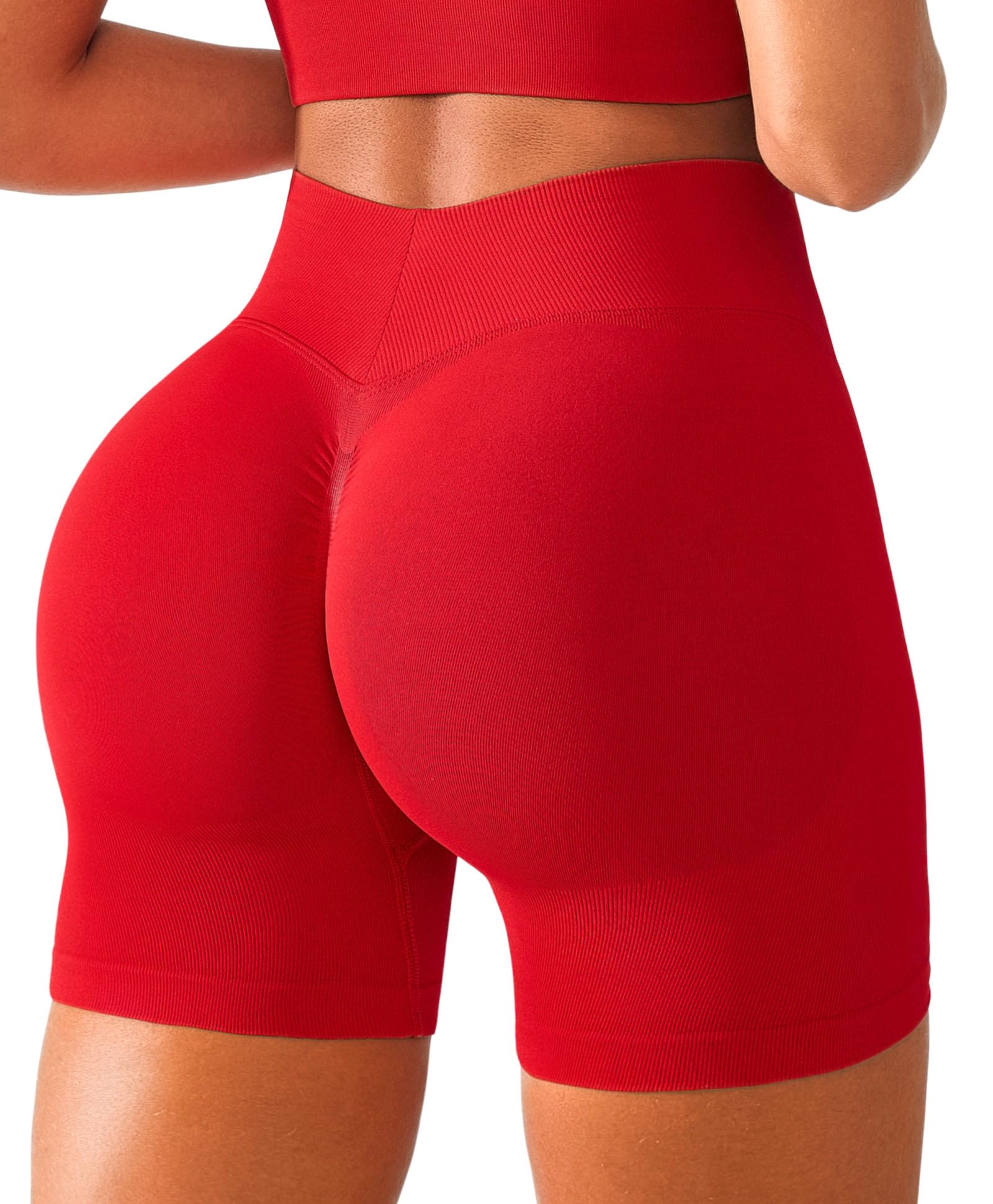 brxl Scrunch Butt Lifting Shorts for Women V Back Seamless 5" High Waist Workout Gym Compression Spandex Impact Shorts-picture-15