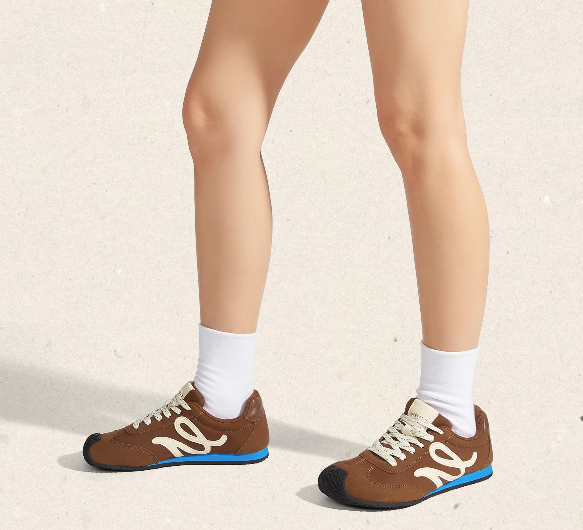 LUCKY STEP Damen Retro-Tennis-Mode-Sneaker – Klassische, lässige Echtleder-Sneakers mit Leichter Dünnsohlen-Konstruktion, stilvoll & bequem