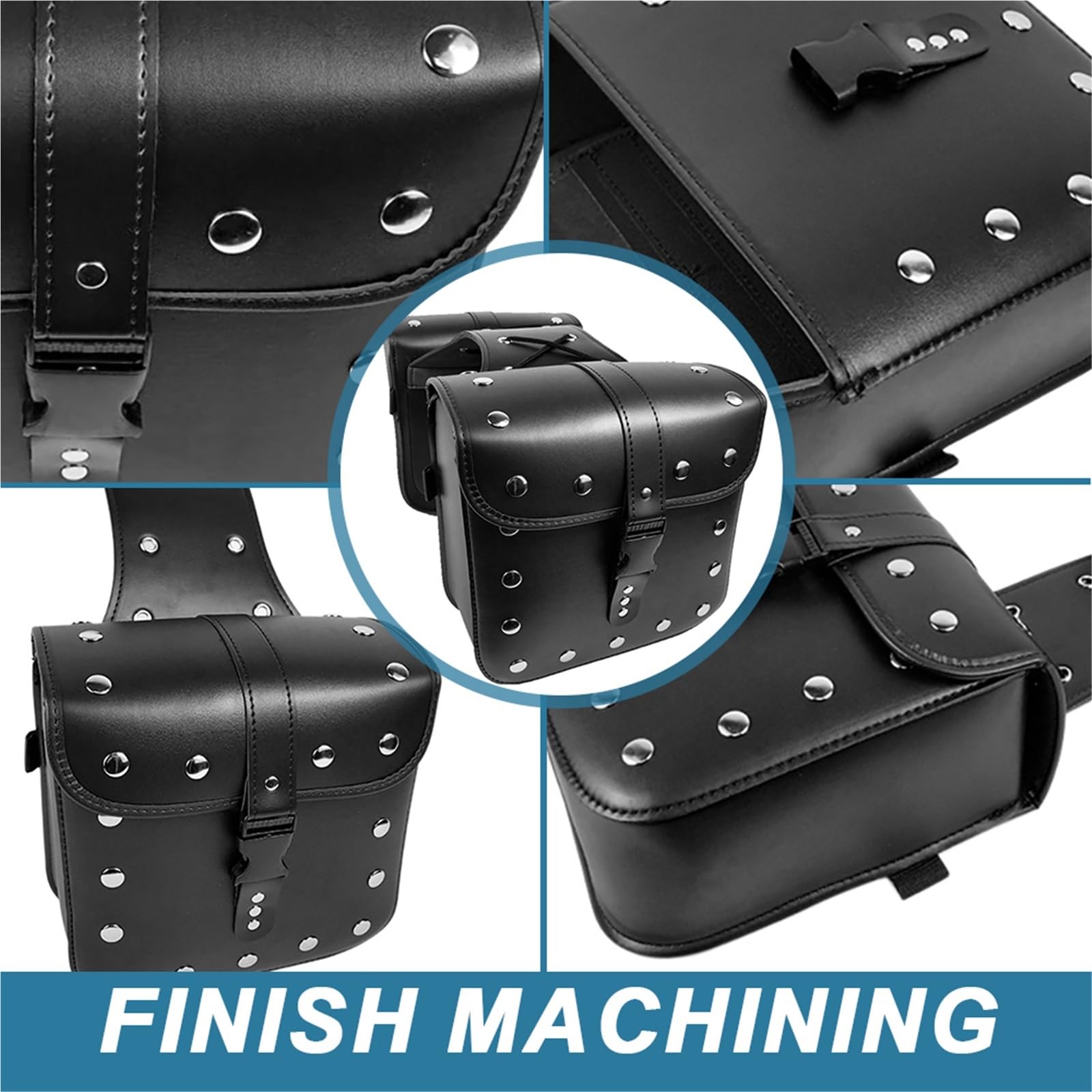 Lot De 2 Sacoches Latérales Universelles pour Moto, À Outils en Cuir PU pour Sportster XL883 XL1200