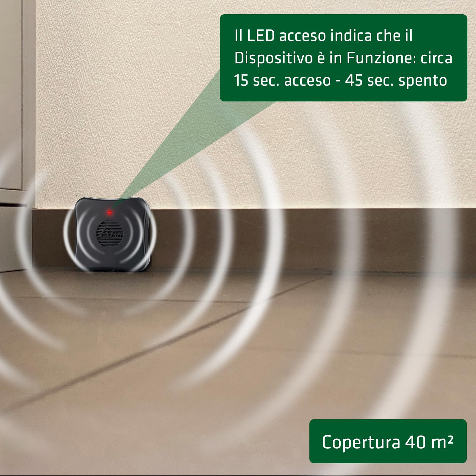 Gardigo® 2X Dissuasori per Topi | Ultrasuoni per Topi | Repellente per Topi a Ultrasuoni | Area di Azione fino a ca.40m² | Anti Topi | Dispositivo Portatile | a Batteria