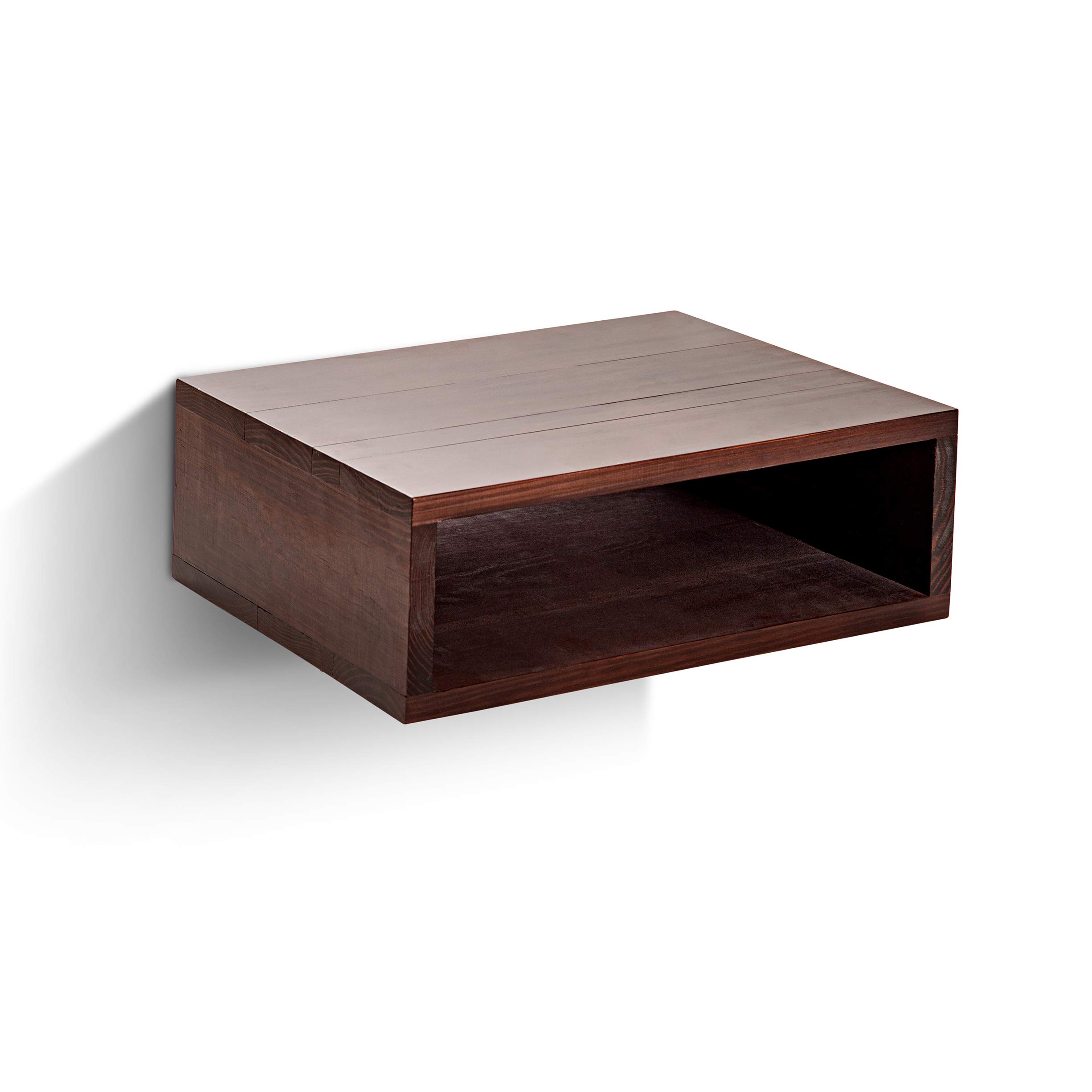 SUENOSZZZ - Mesita de Noche Flotante Color Wengué, Estilo nordico para Dormitorio Mesita con Hueco, para Colgar | Mueble de Madera para dormitorios | Mesa/Comoda sin Cajon