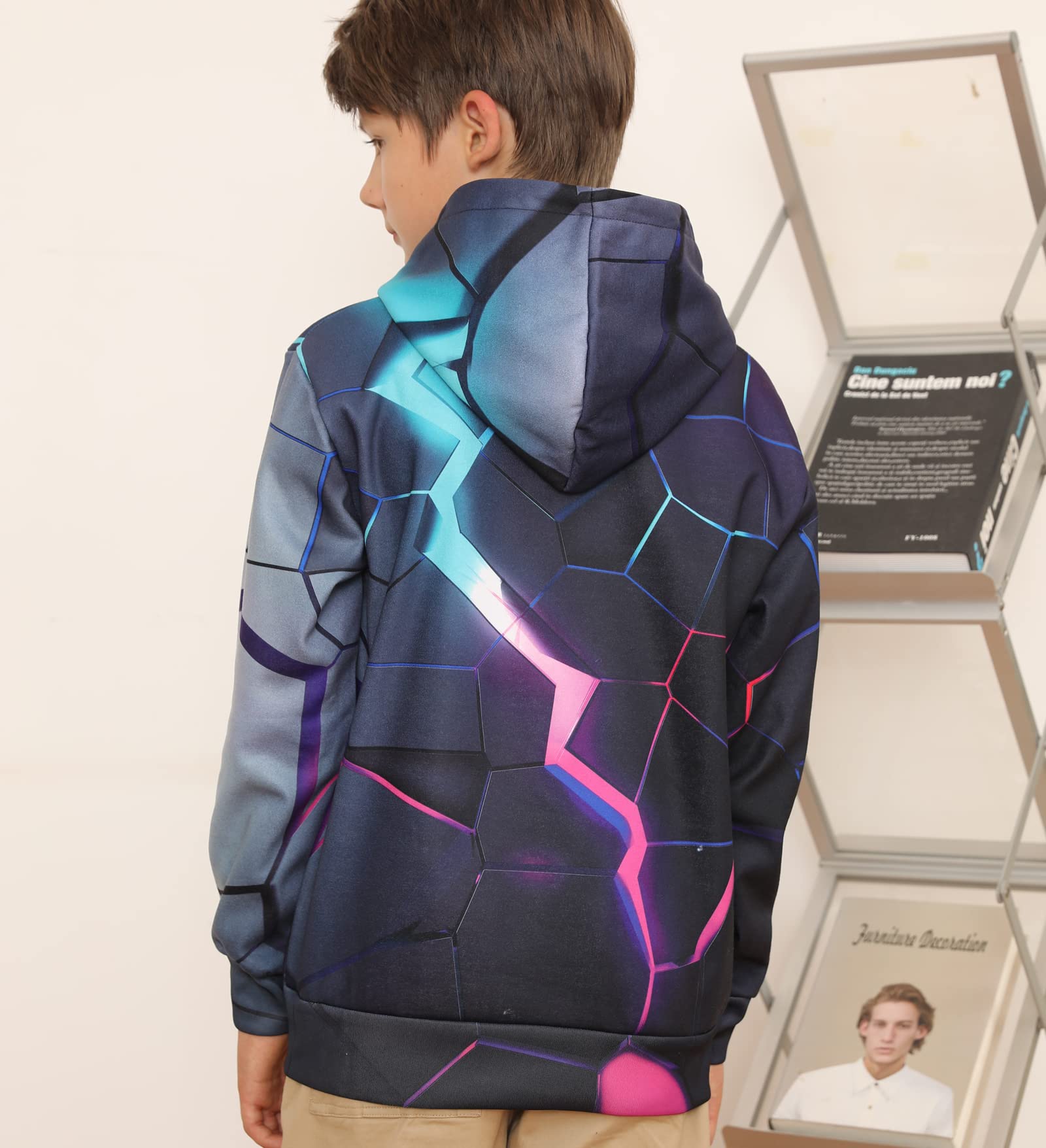 AIDEAONE Niños Adolescente 3D Caballo Capucha Sudadera Jersey Suéter con Capucha Pull-Over Sudadera con Capucha Polar