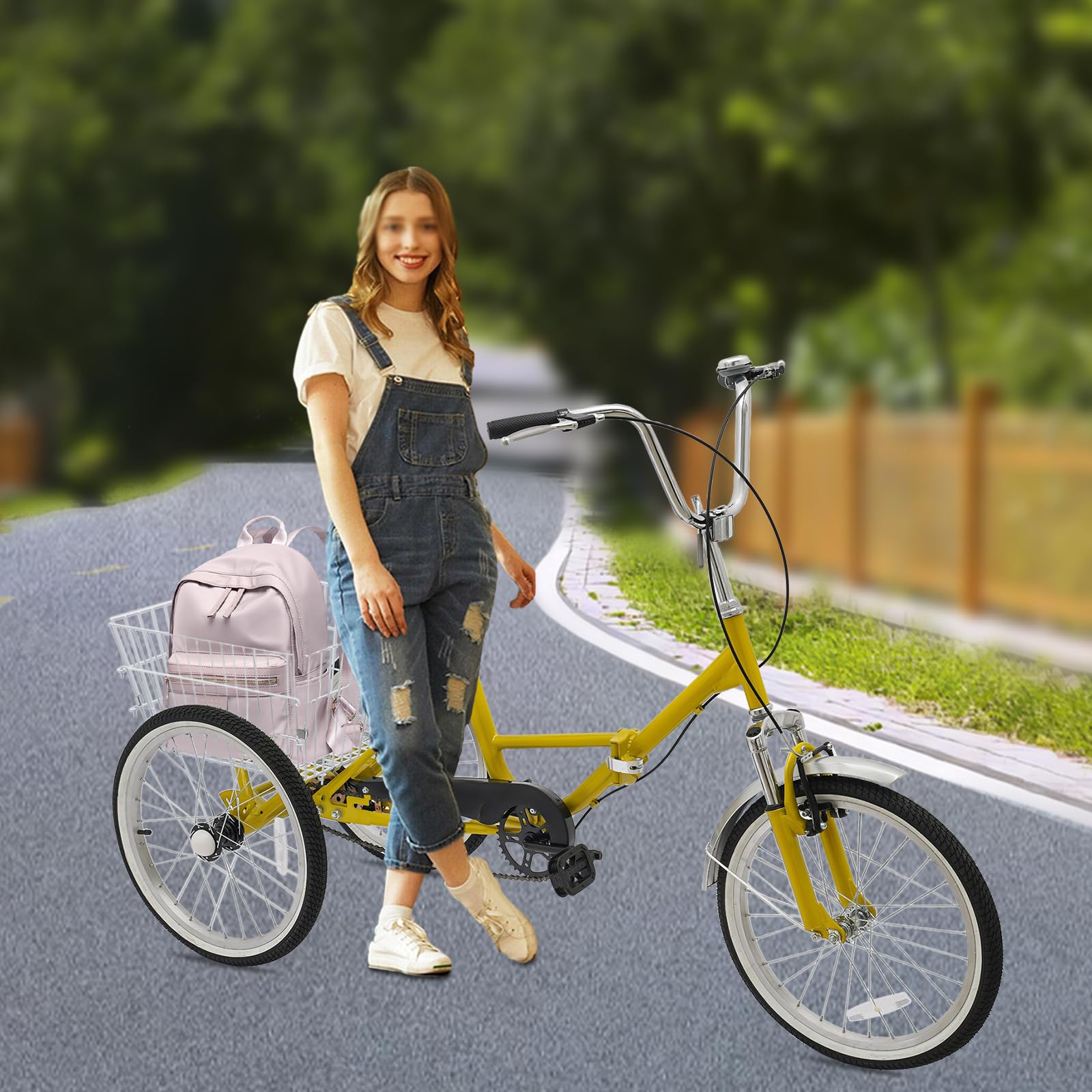 Tricycle Courses Panier KumuJ Tricycle Adulte 20 Pouces 8 Vitesses - Vélo 3 Roues Avec Panier, Idéal Seniors Et Femmes Vélo 3 Roues Panier