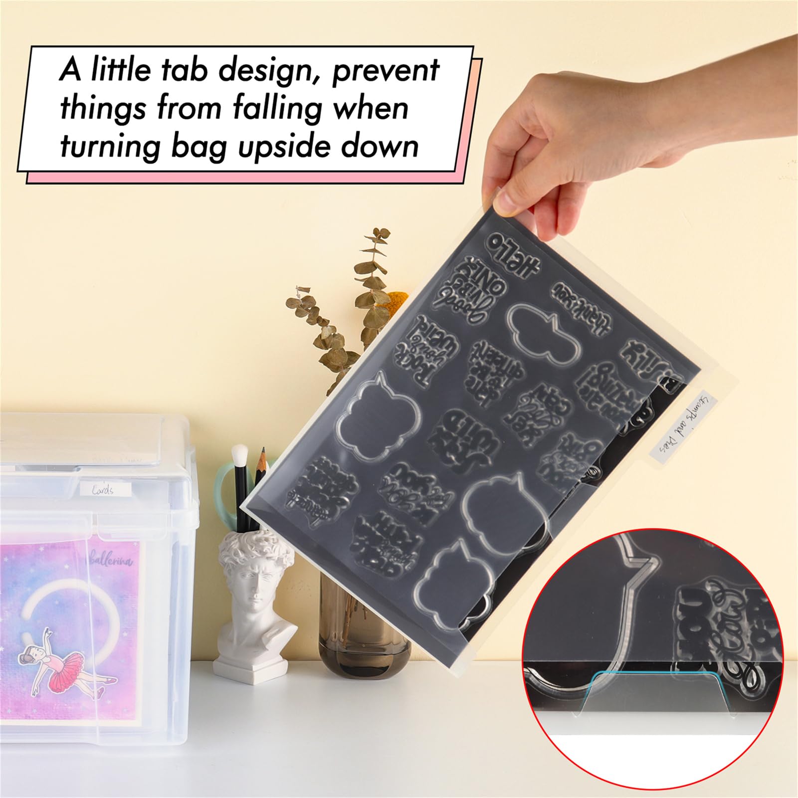 Briartw 30 Pack Storage Bag Resealable Plastic Envelopes Pockets for Cutting Dies Stencil Crafts Organizer Holder,9.25x6.89 Clear Storage Envelopes for Clear Stamp,Die Cuts,Scrapbook Paper - Image 3