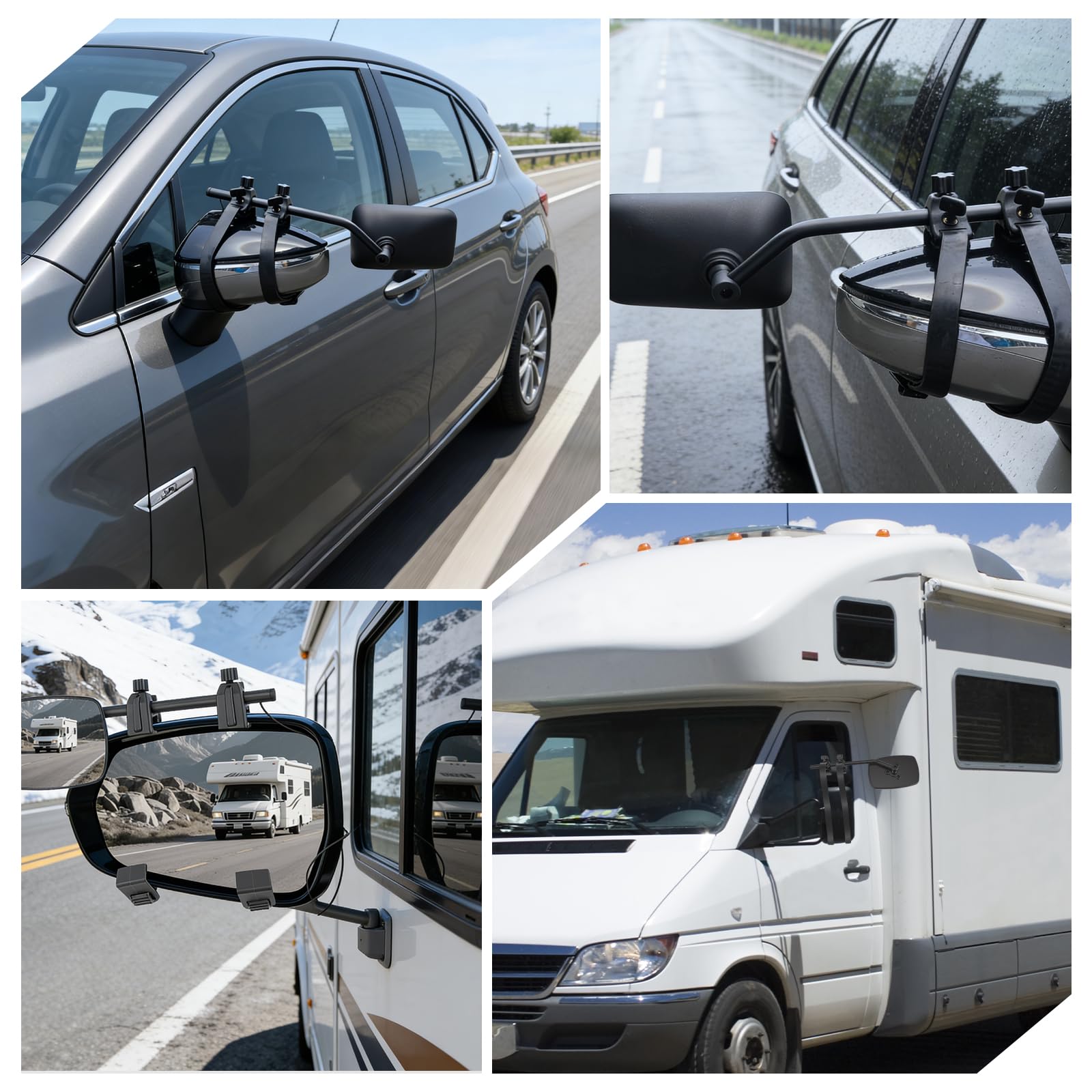 Rétroviseurs pour caravanes 2pcs, rétroviseurs extérieurs universels, rétroviseurs de remorquage avec sangles, rétroviseurs additionnels pour caravanes camping-cars et tous types de véhicules courants