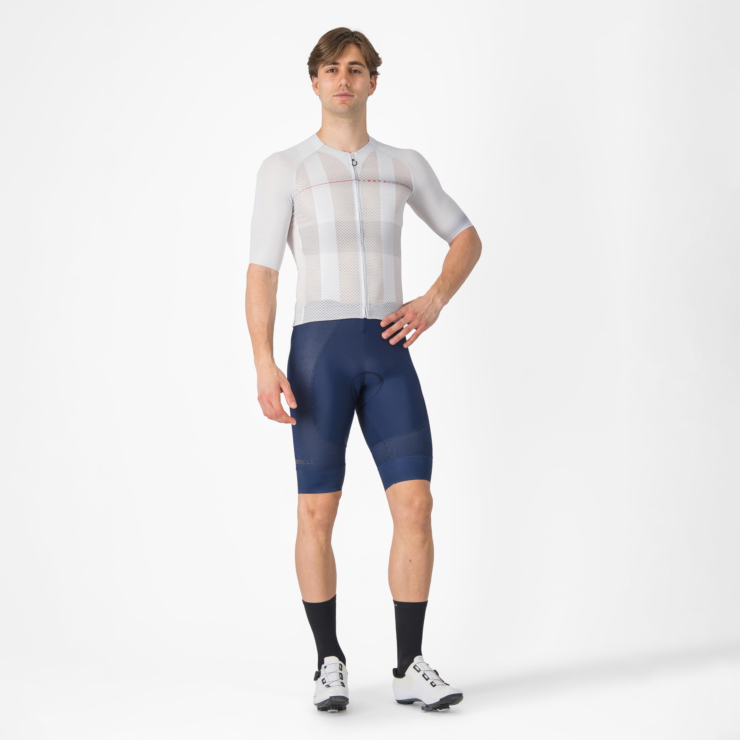 CASTELLI Maglia A/C da uomo, maniche a un quarto, cerniera intera, ciclismo su strada e gravel, con protezione UV